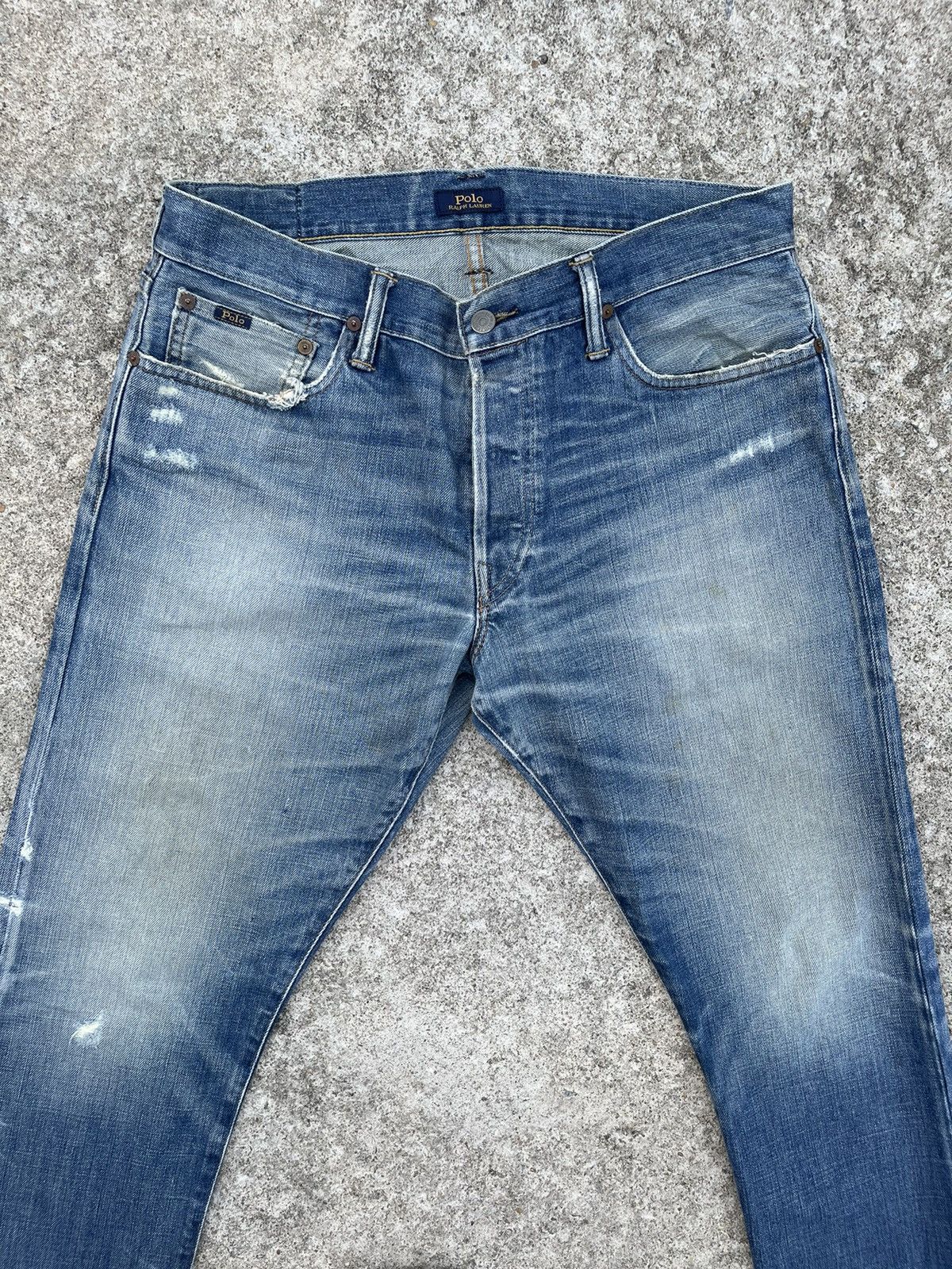 Polo Ralph Lauren 🔥 Polo Ralph Lauren Distressed Denim Vintage W35🔥 Size US 35 - 3 Thumbnail