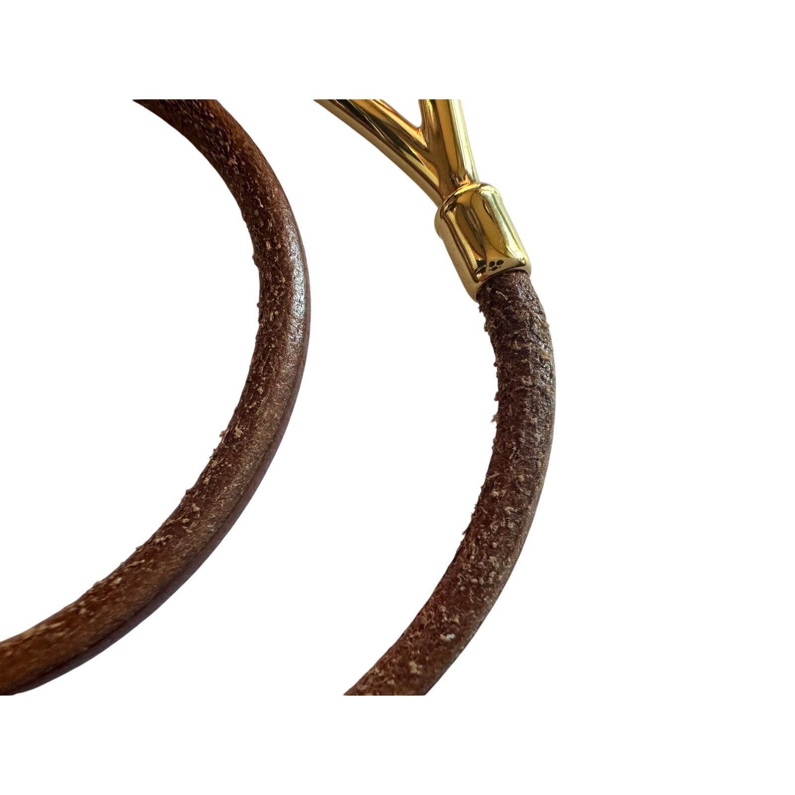 Hermes Hermès Jumbo Leather Hook Double Wrap Bangle Bracelet Choker Size ONE SIZE - 8 Thumbnail