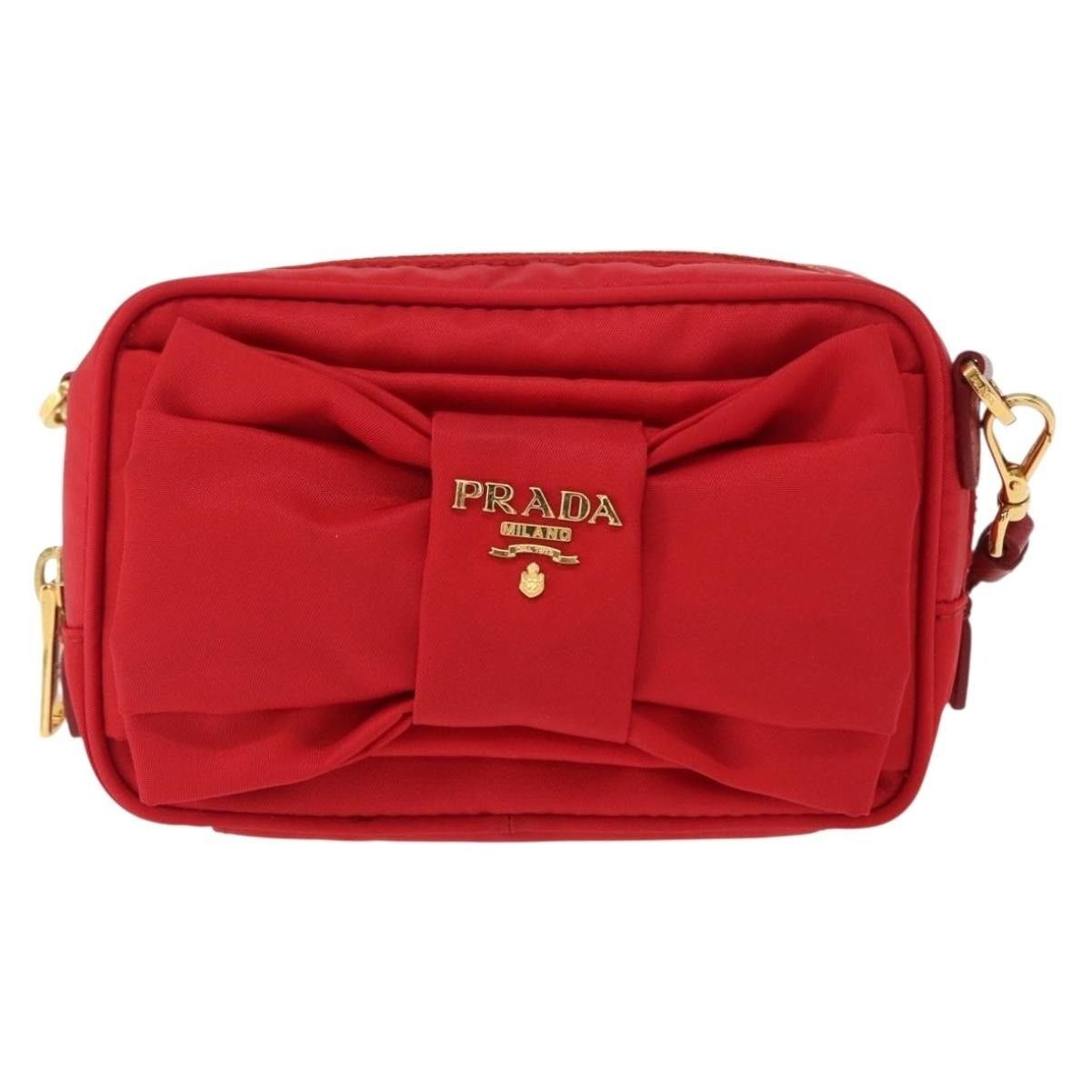 Prada Prada Nylon Shoulder Bag Red Size ONE SIZE - 1 Thumbnail