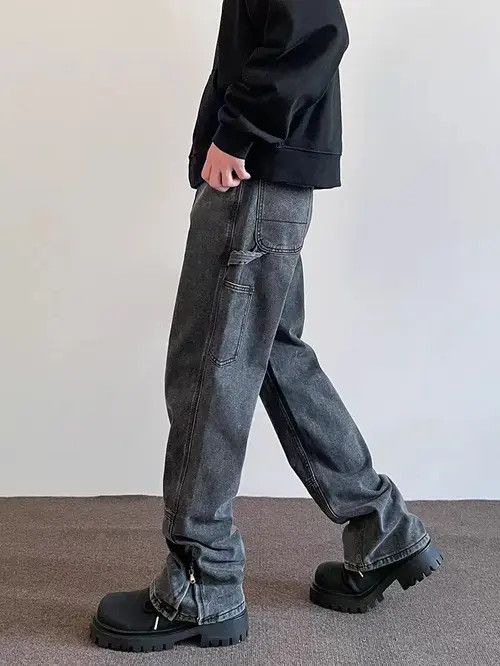Japanese Brand × Jean Street style multi-pocket zipper micro-flare work jeans Size US 32 / EU 48 - 2 Thumbnail