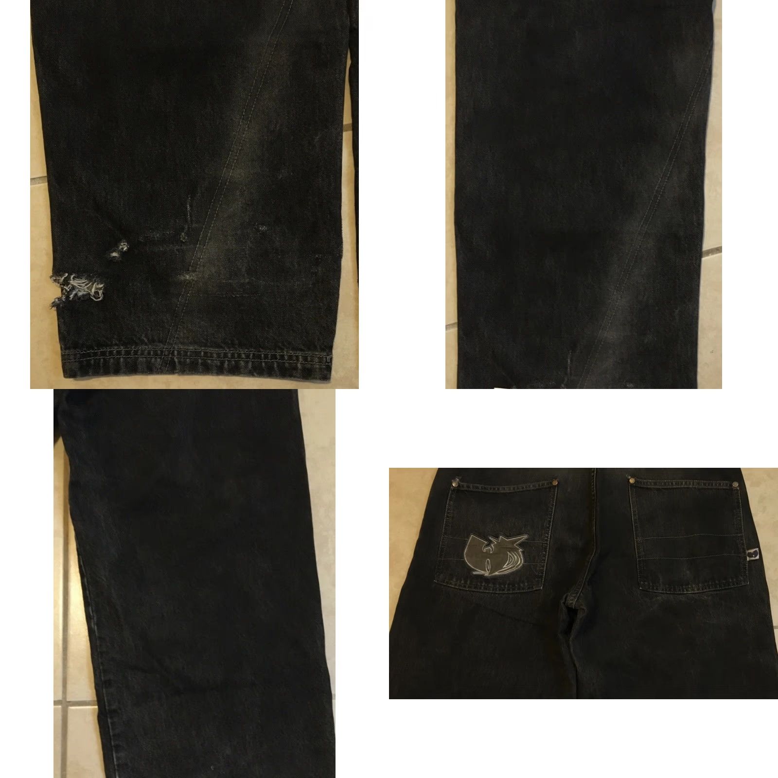 JNCO VINTAGE Wu Wear Jeans 36 Black Distressed Baggy 90s Hip Hop 80s 90s USA Mens Jeans Regular Large Size US 36 / EU 52 - 8 Thumbnail