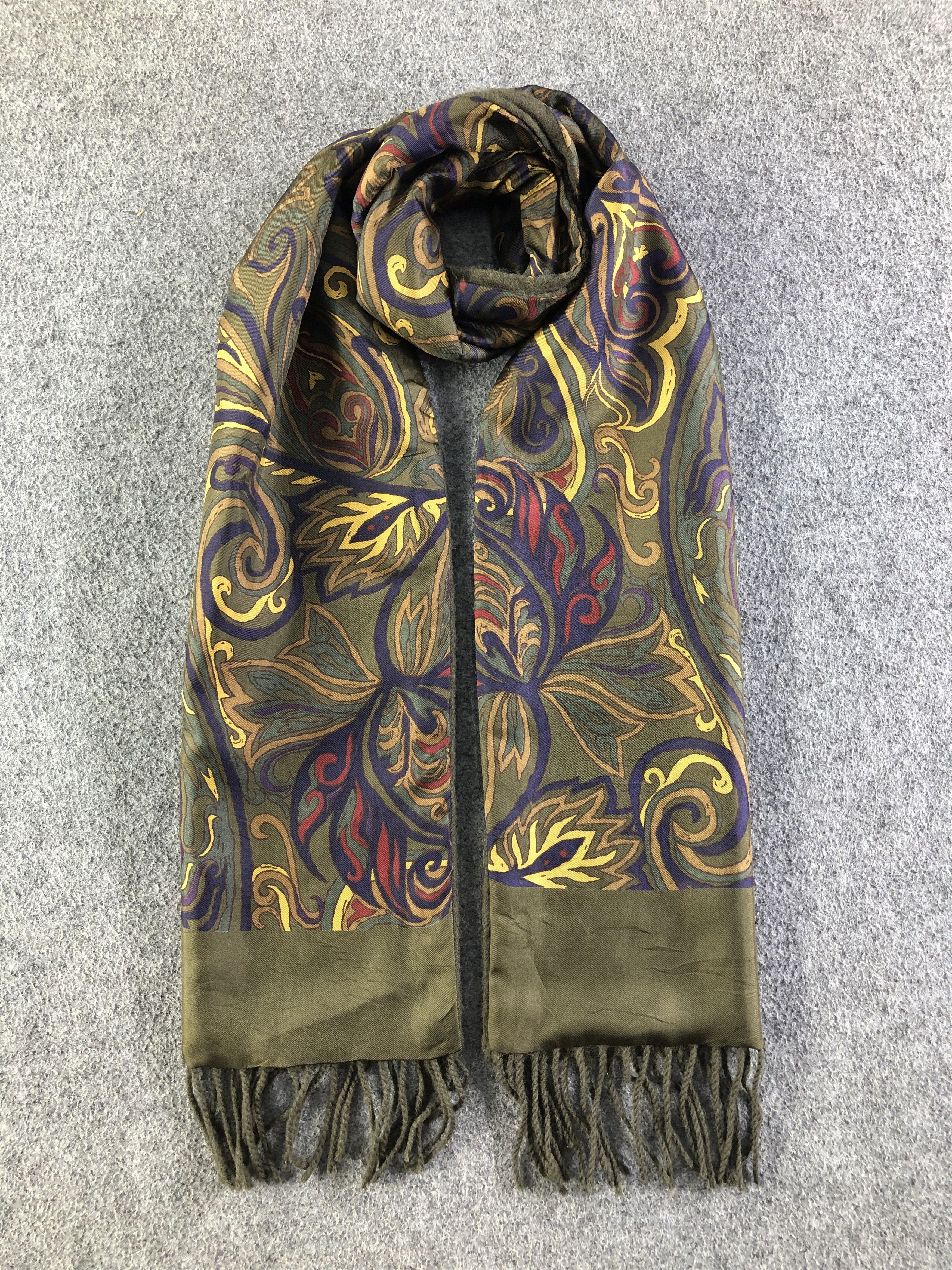 Japanese Brand Yukiko Hanai Silk Wool Scarf / Muffler / Neckwear SS1359 Size ONE SIZE - 1 Thumbnail
