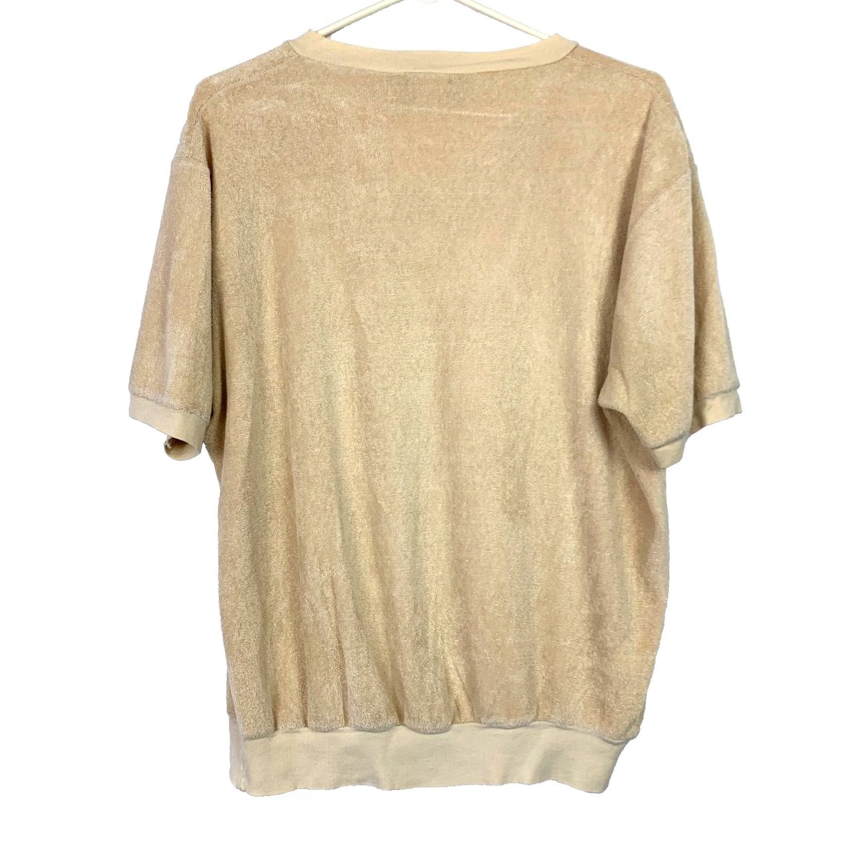 Vintage VINTAGE Kilometer T-Shirt Shirt Men L Beige 70s Knit Leisure V-Neck Short Sleeve Chest 42 Mens Size US L / EU 52-54 / 3 - 4 Thumbnail