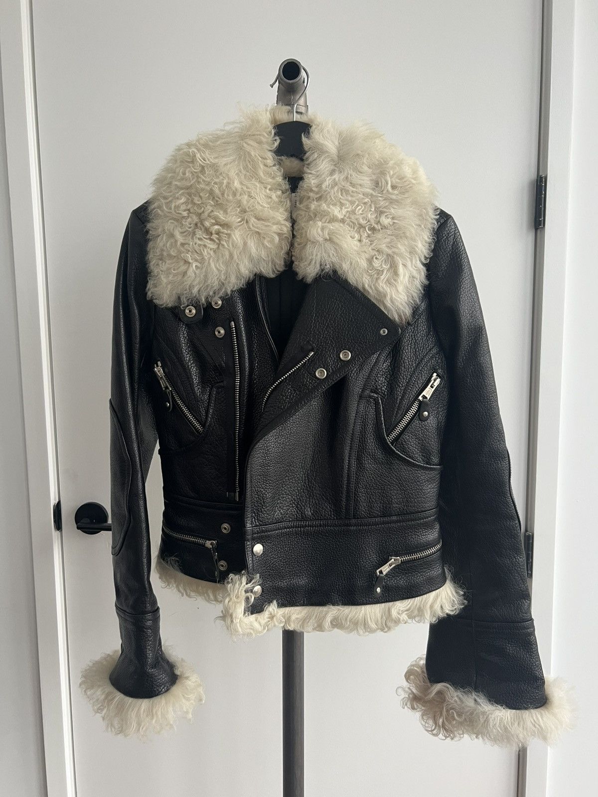 Balenciaga AW04 Shearling Biker Jacket Size XS / US 0-2 / IT 36-38 - 6 Thumbnail