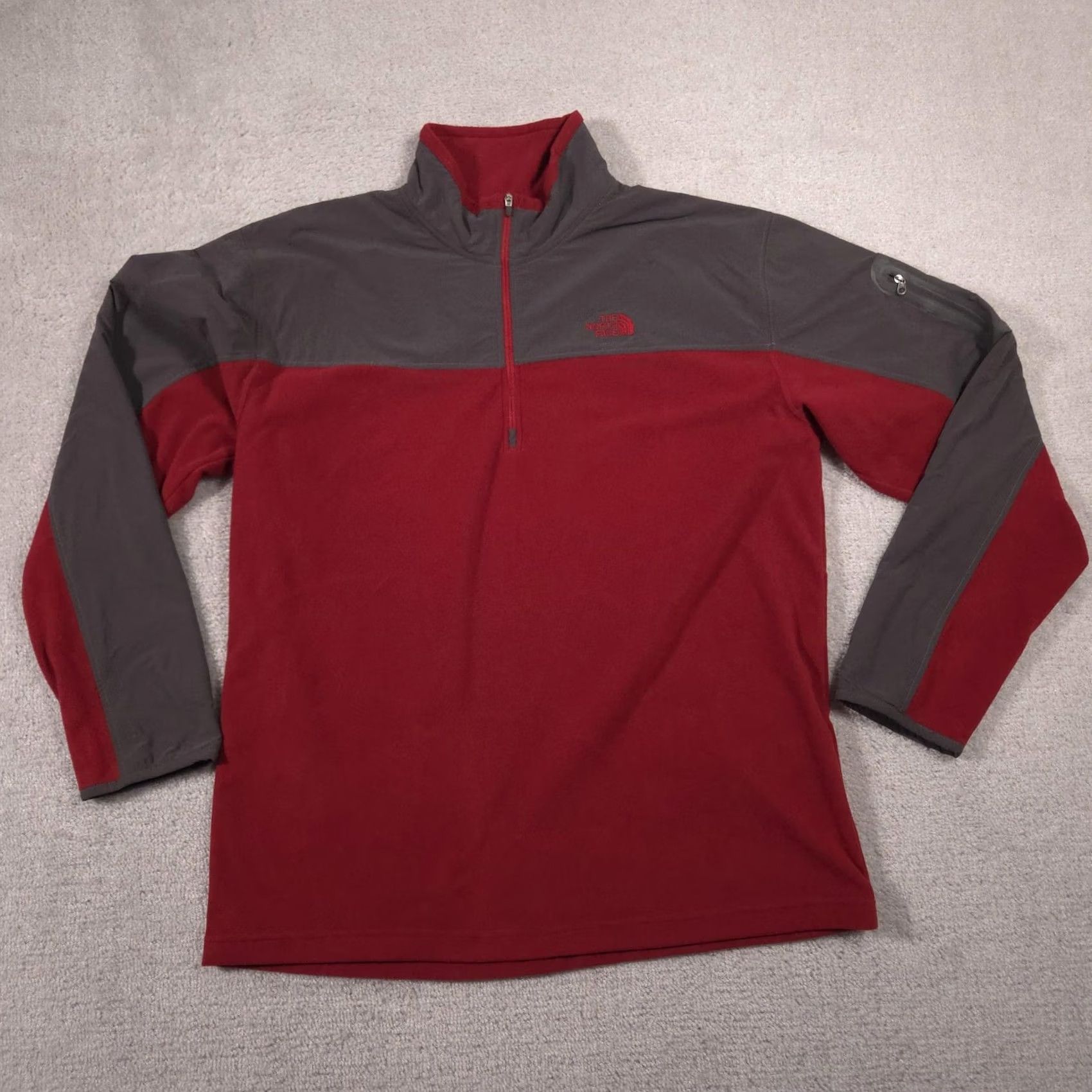 The North Face The North Face Pullover Mens XL Red Gray 1/4 Zip Fleece Hiking Top Outdoor Size US XL / EU 56 / 4 - 2 Thumbnail