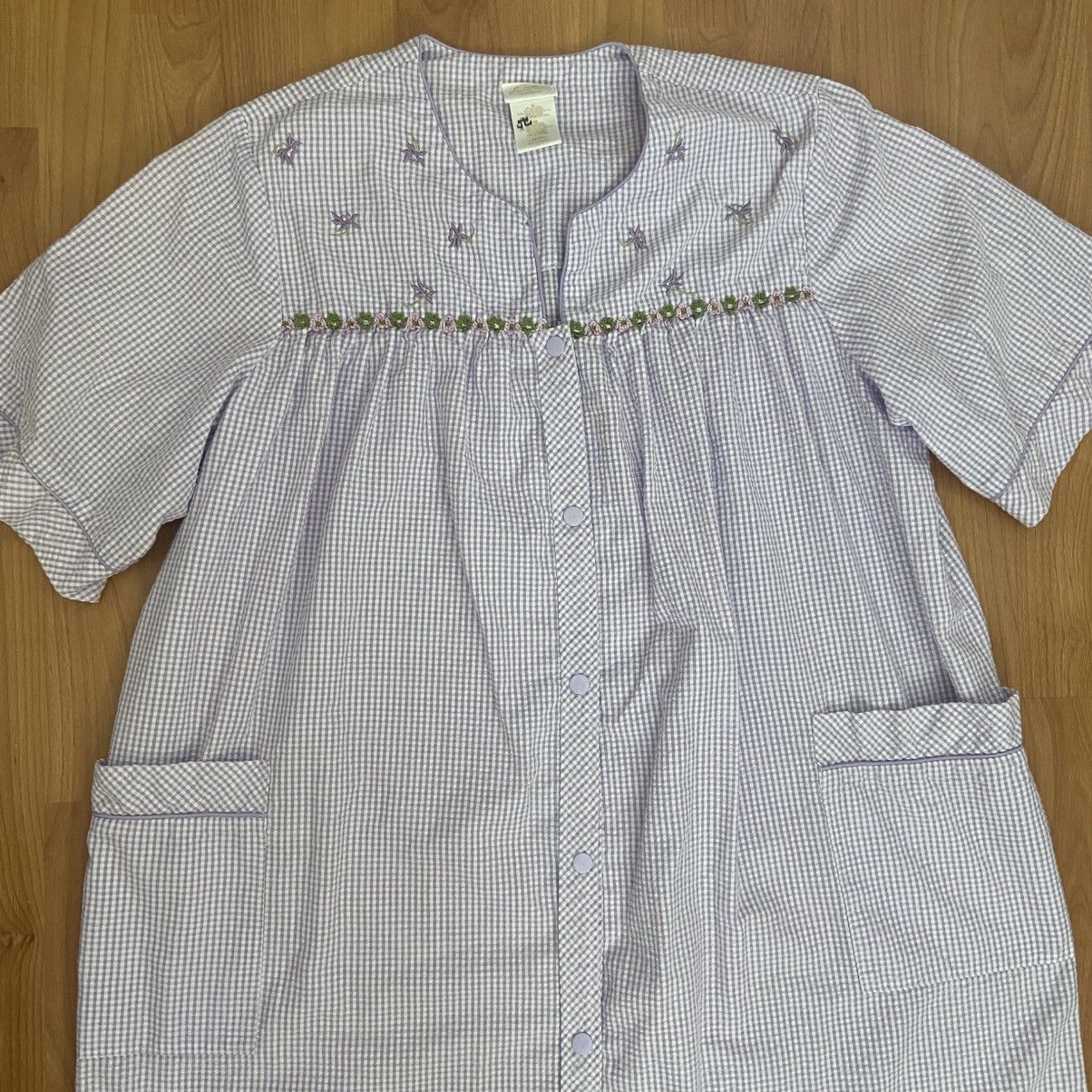Vintage Secret Treasures Sleepwear Flower Gingham Mumu Size ONE SIZE - 1 Thumbnail