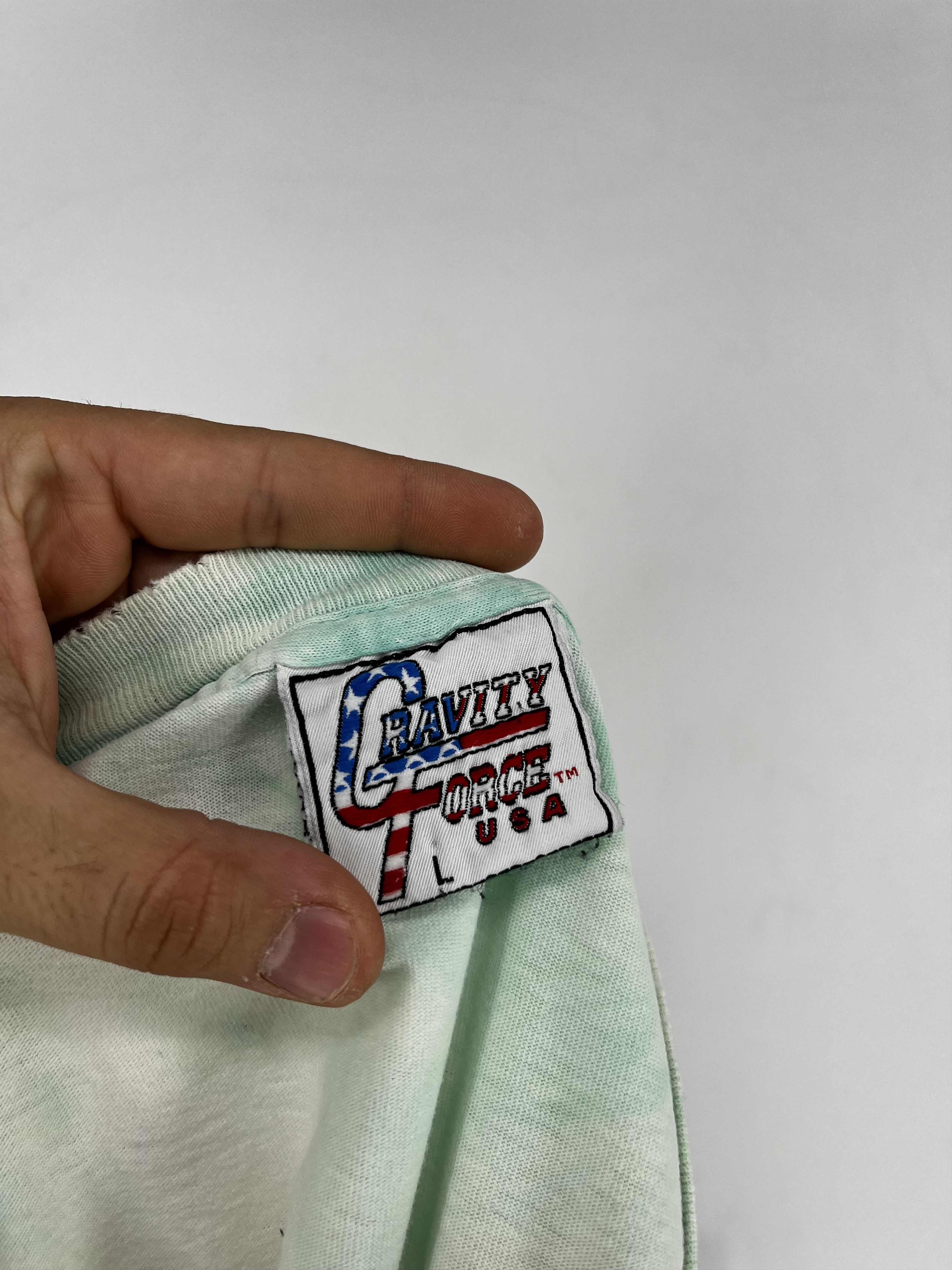 Vintage Vintage 90s Gravity Force Big Logo Full Print Tie-Dye Shirt Size US L / EU 52-54 / 3 - 15 Thumbnail