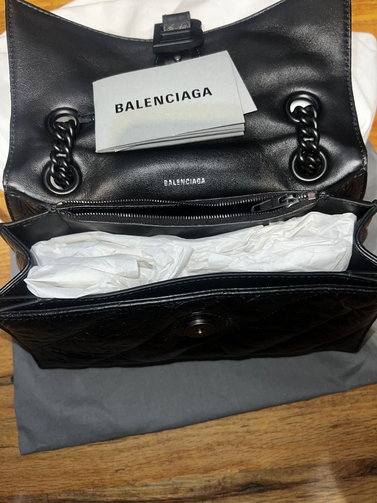 Balenciaga Balenciaga Crush Chain Bag Black Leather Size ONE SIZE - 1 Thumbnail