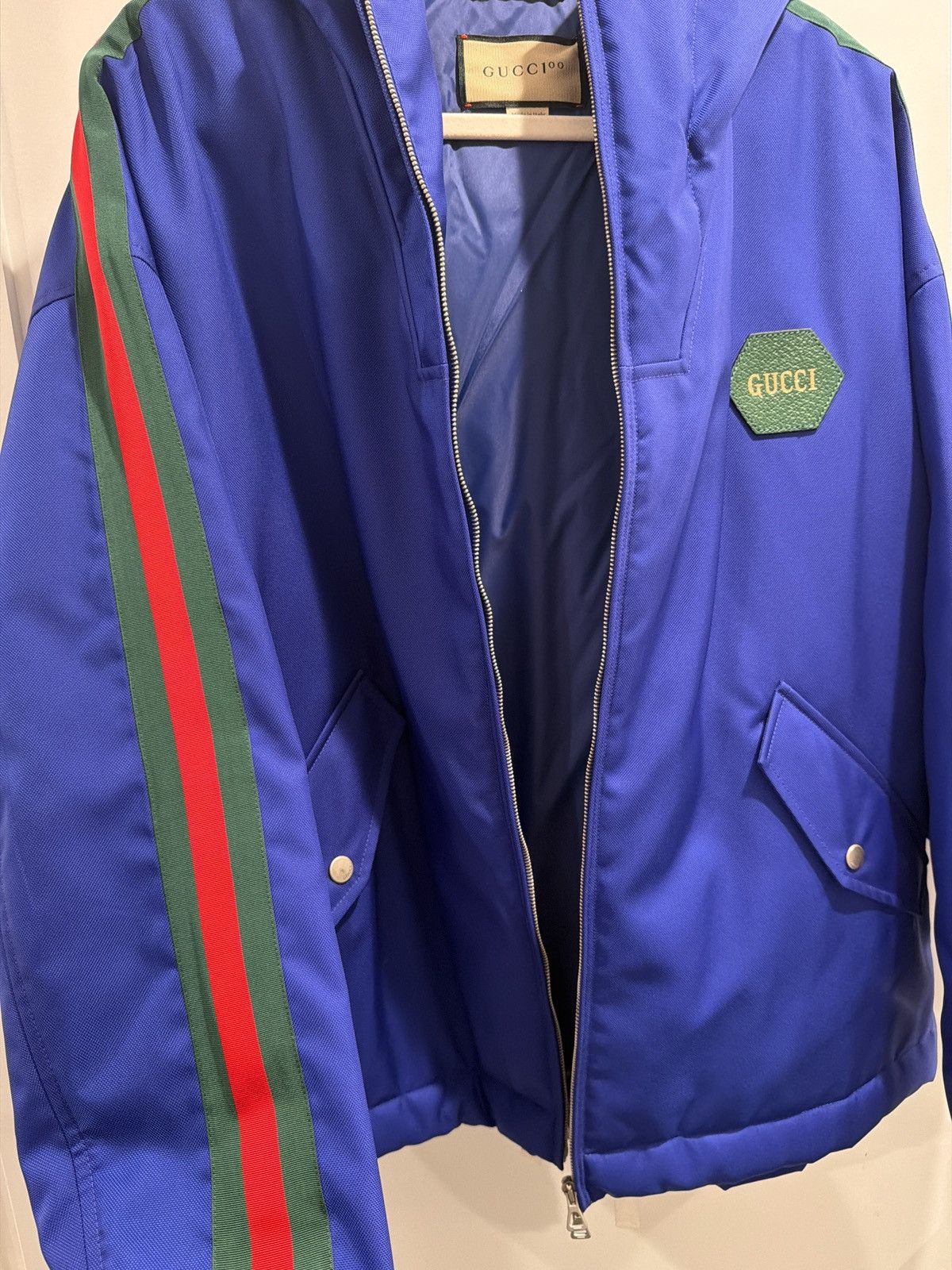 Gucci “Gucci Blue Web Stripe Hooded Jacket / Windbreaker – New” Size US M / EU 48-50 / 2 - 4 Thumbnail