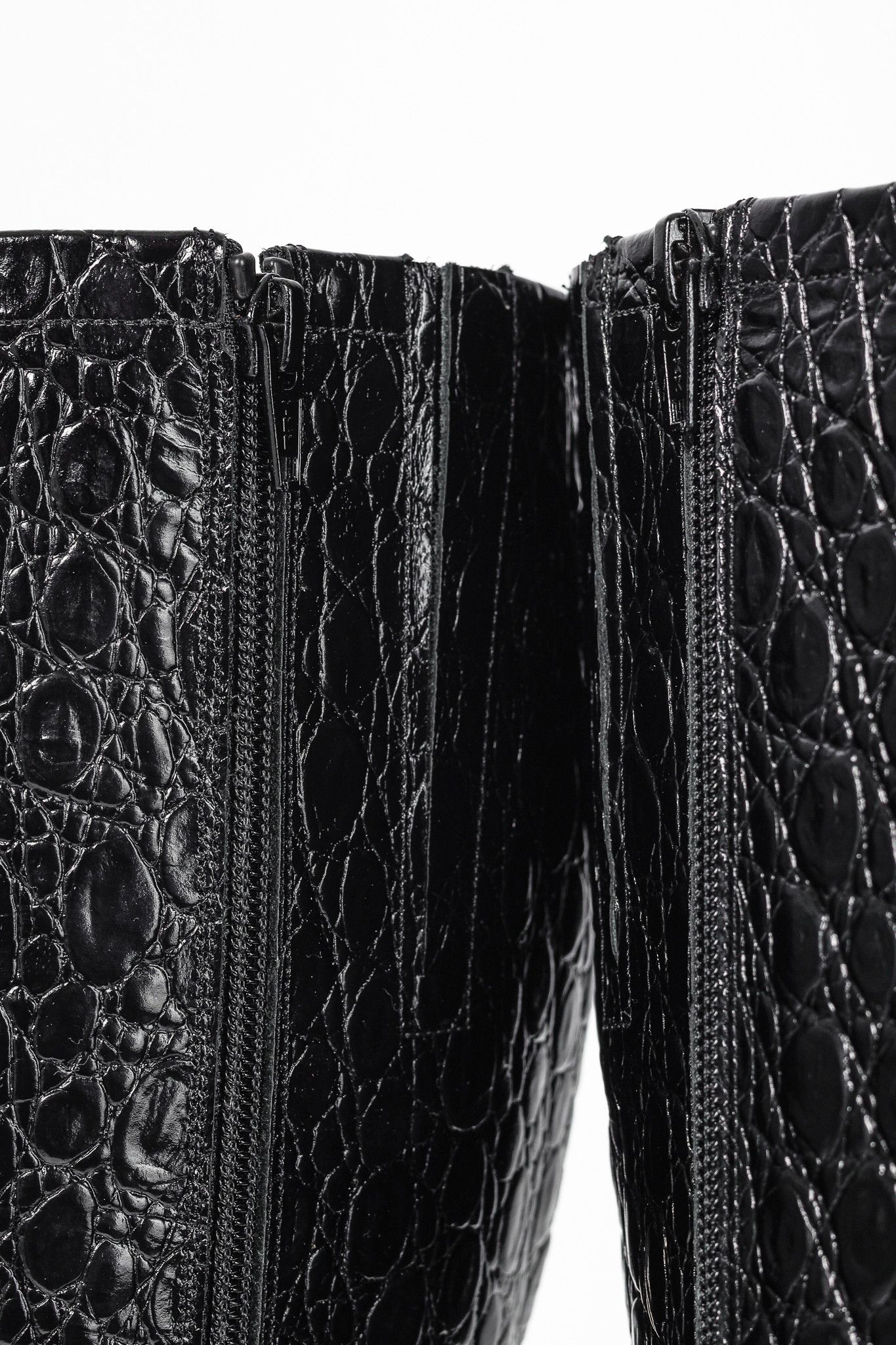 By Far BY FAR Edie Circular Croco-Embossed Leather Knee-High Boots Size US 8.5 / IT 38.5 - 8 Thumbnail