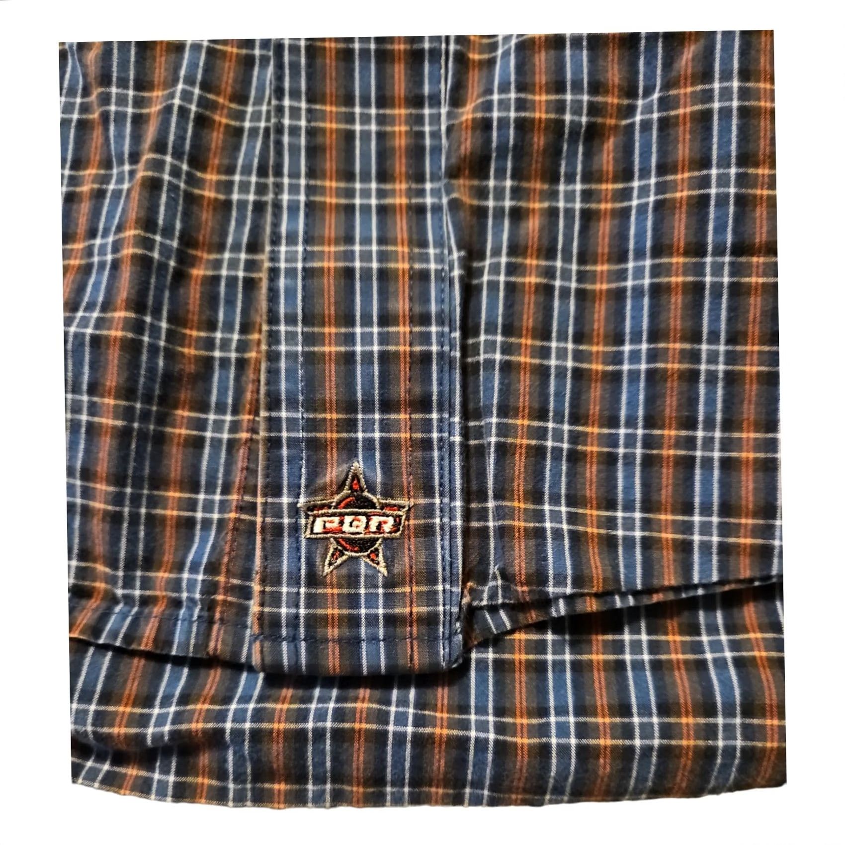 Wrangler Wrangler PBR Button-Down Shirt Long Sleeve Men's Large Plaid Western Cowboy Multicolor Embroidered Pockets Button-Up Casual" Size US L / EU 52-54 / 3 - 7 Thumbnail