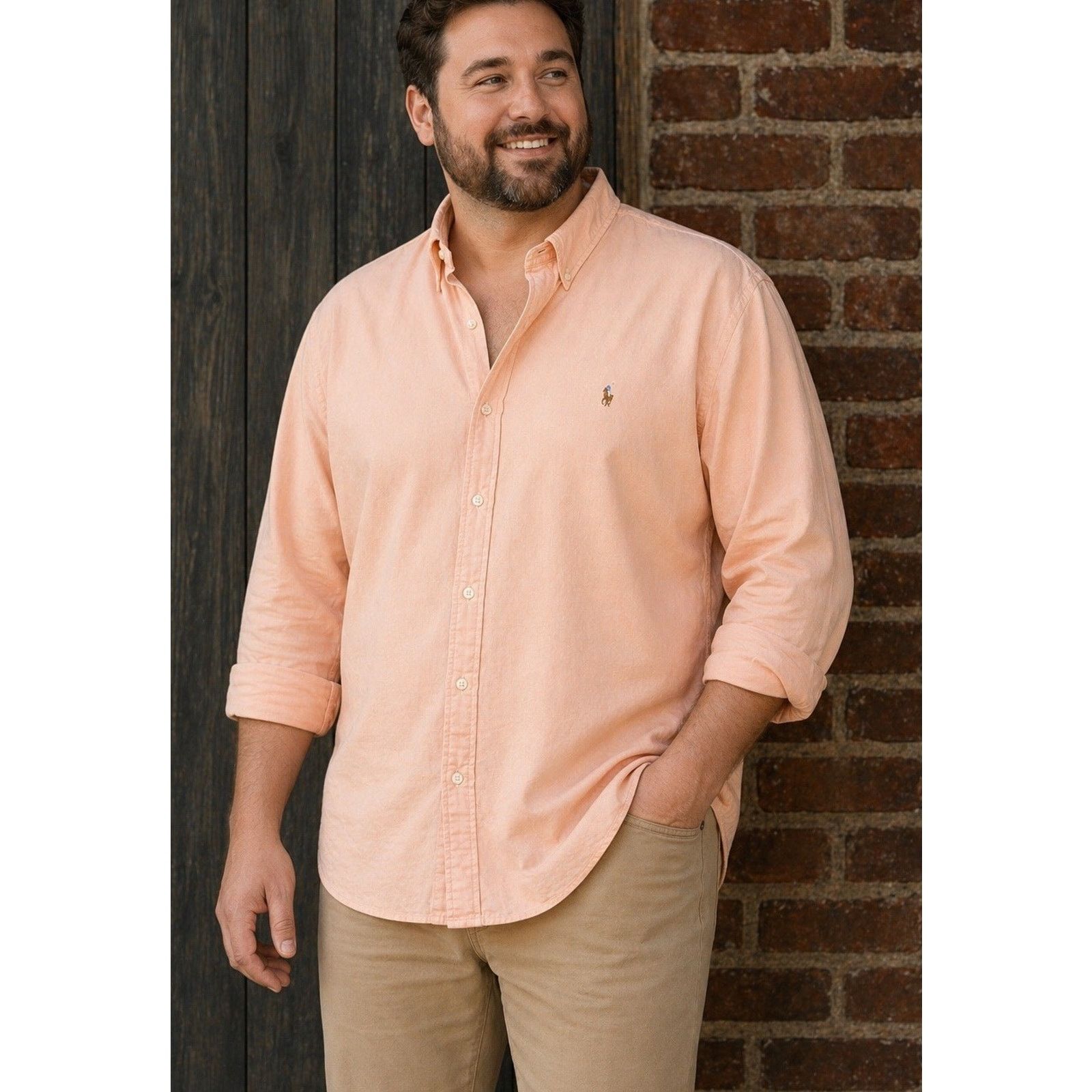 Polo Ralph Lauren Polo Ralph Lauren Sz 3XLT Peach Flesh Pony button down EUC Size US XXL / EU 58 / 5 - 1 Thumbnail
