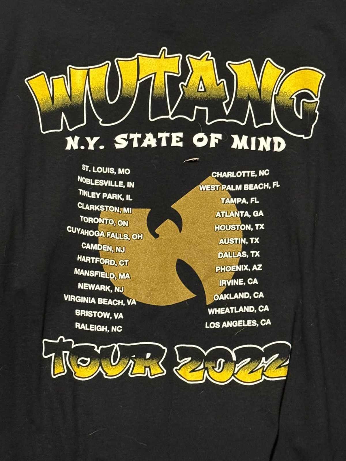 image of Wu Tang Clan Ny State Of Mind Tour Tshirt in Black, Men's (Size XL)