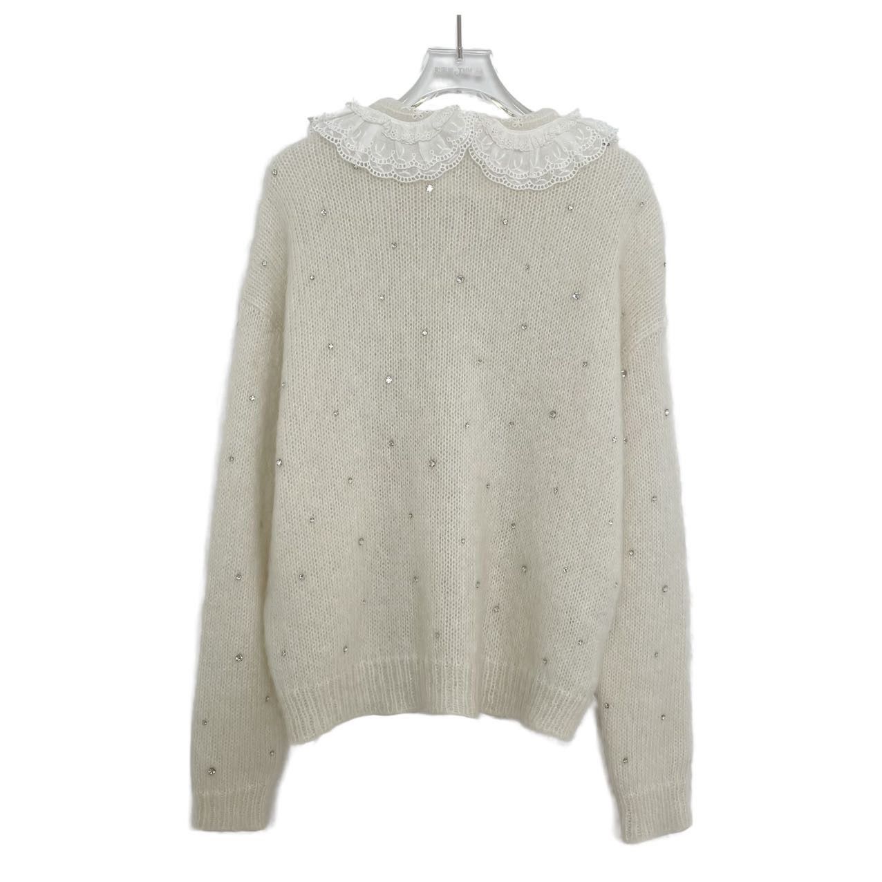 Miu Miu Miu Miu Lace Peter Pan Collar Mohair Knit Cardigan K26WX Size M / US 6-8 / IT 42-44 - 2 Thumbnail