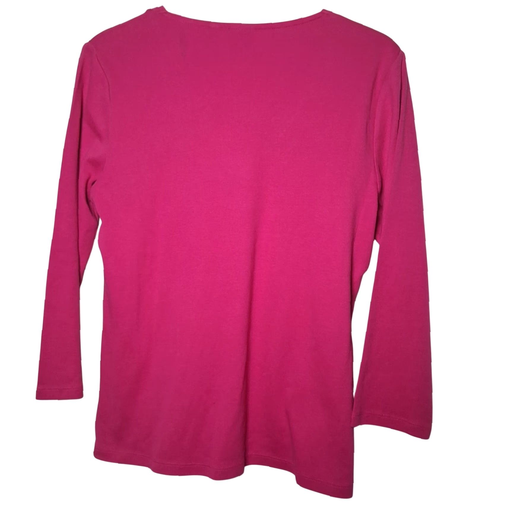 Vintage Rafaella Shirt Women M V-Neck Pink Knit Cotton Long Sleeve Studded NEW Size M / US 6-8 / IT 42-44 - 2 Thumbnail