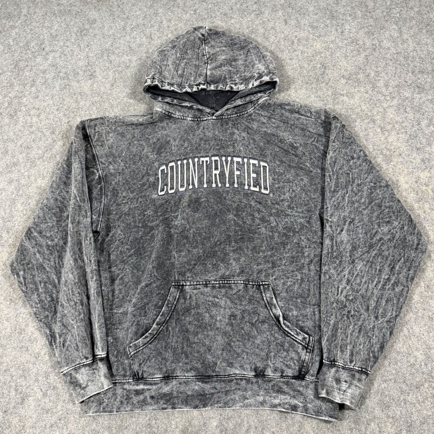 Vintage US VINTAGE Hoodie Mens Large Gray Acid Washed Embroidered Long Sleeve Pullover Hooded Shirt 90s Retro Logo Size US L / EU 52-54 / 3 - 2 Thumbnail
