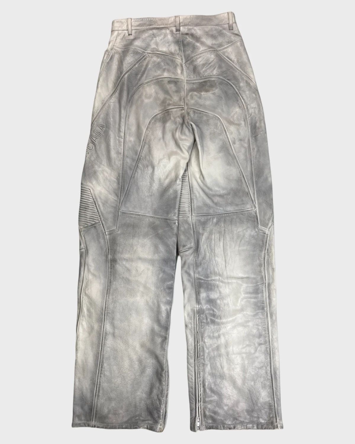 Balenciaga BALENCIAGA SS23 MUDSHOW MOTO LEATHER PANTS WHITE SZ:XS Size US 30 / EU 46 - 2 Thumbnail