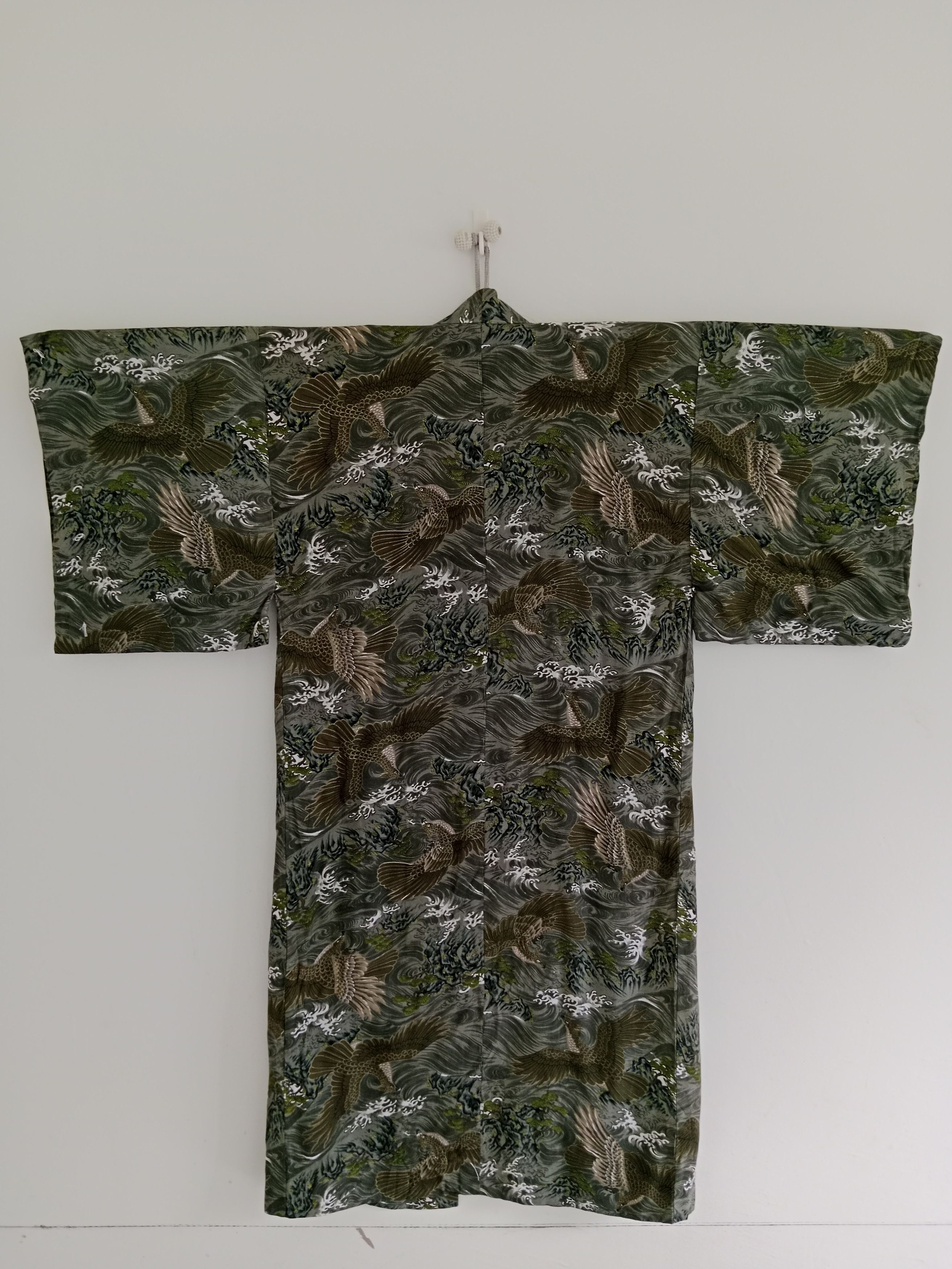 Japanese Brand Vintage Yukata Kimonos Eagle Motif Japanese Traditional Size US L / EU 52-54 / 3 - 3 Thumbnail
