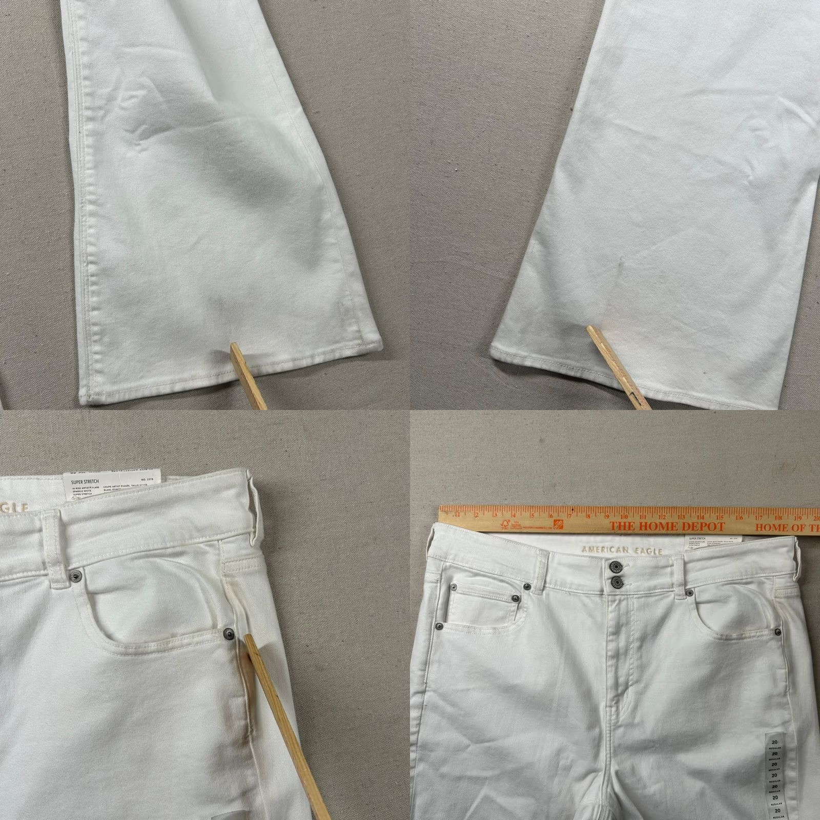 American Eagle Outfitters American Eagle Womens 20 Reg Hi-Rise Artist Flare Bell Bottom Jeans Disco White Size 26" / US 2 / IT 38 - 8 Thumbnail