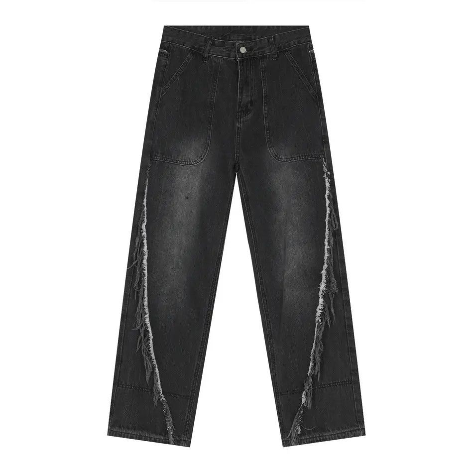 Japanese Brand Retro loose straight leg spliced jeans Size US 32 / EU 48 - 5 Thumbnail