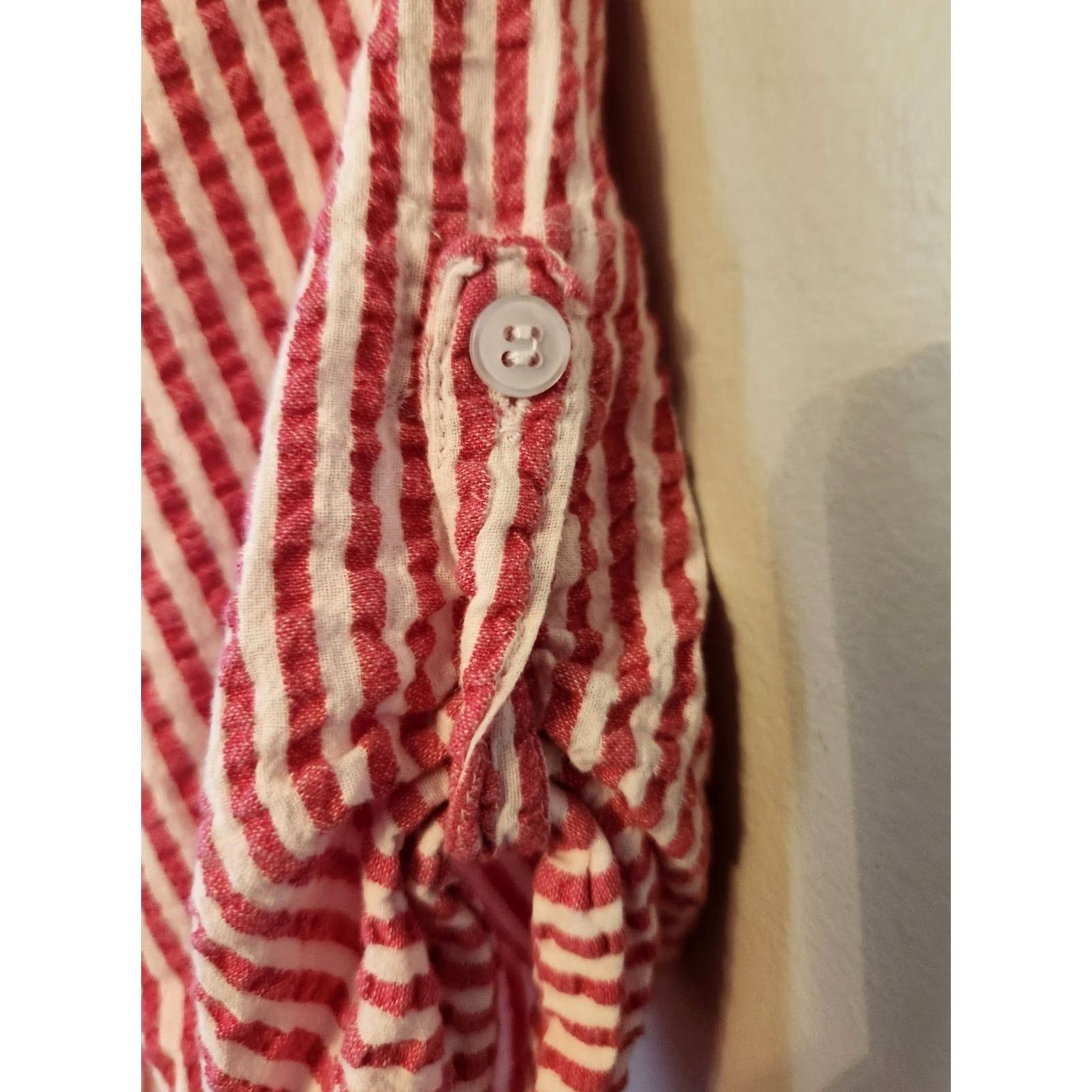Vintage Woman Within Shirt M Womens Hot Pink Striped Short Sleeve Top Shirt Sz M Size M / US 6-8 / IT 42-44 - 6 Thumbnail
