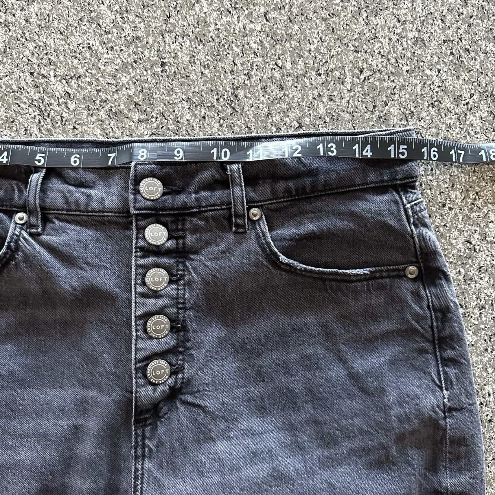 Loft LOFT Jeans Womens 8 29x23 High Rise Waist Straight Crop Black Button Fly Raw Hem Jeans Size 30" / US 8 / IT 44 - 6 Thumbnail