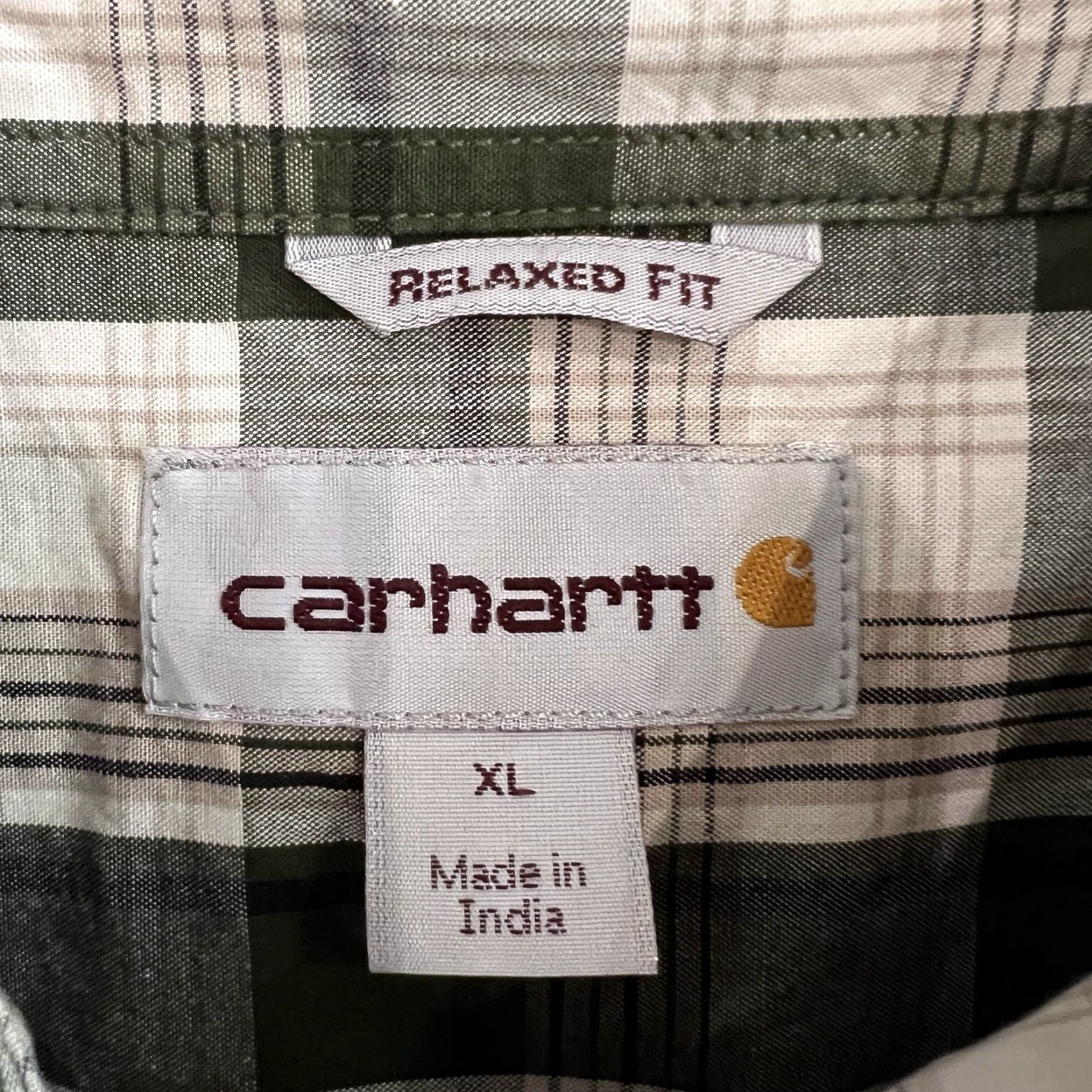 Carhartt VINTAGE Carhartt Men's Short Sleeve Plaid Button-Up Workwear Shirt XL Blue Cotton Size US 36 / EU 52 - 2 Thumbnail