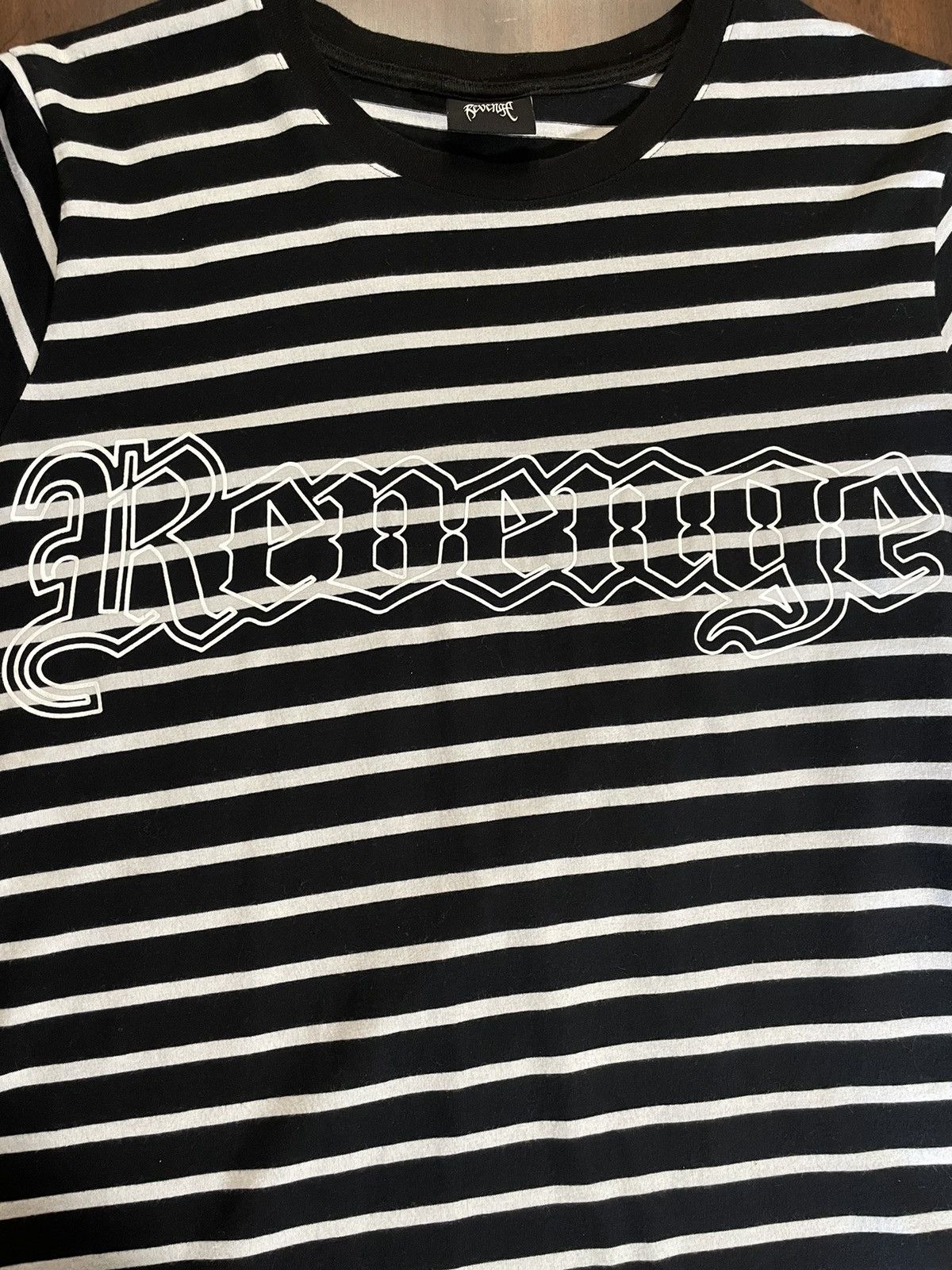 Revenge Revenge Striped Outline Logo Tee Size US M / EU 48-50 / 2 - 8 Thumbnail