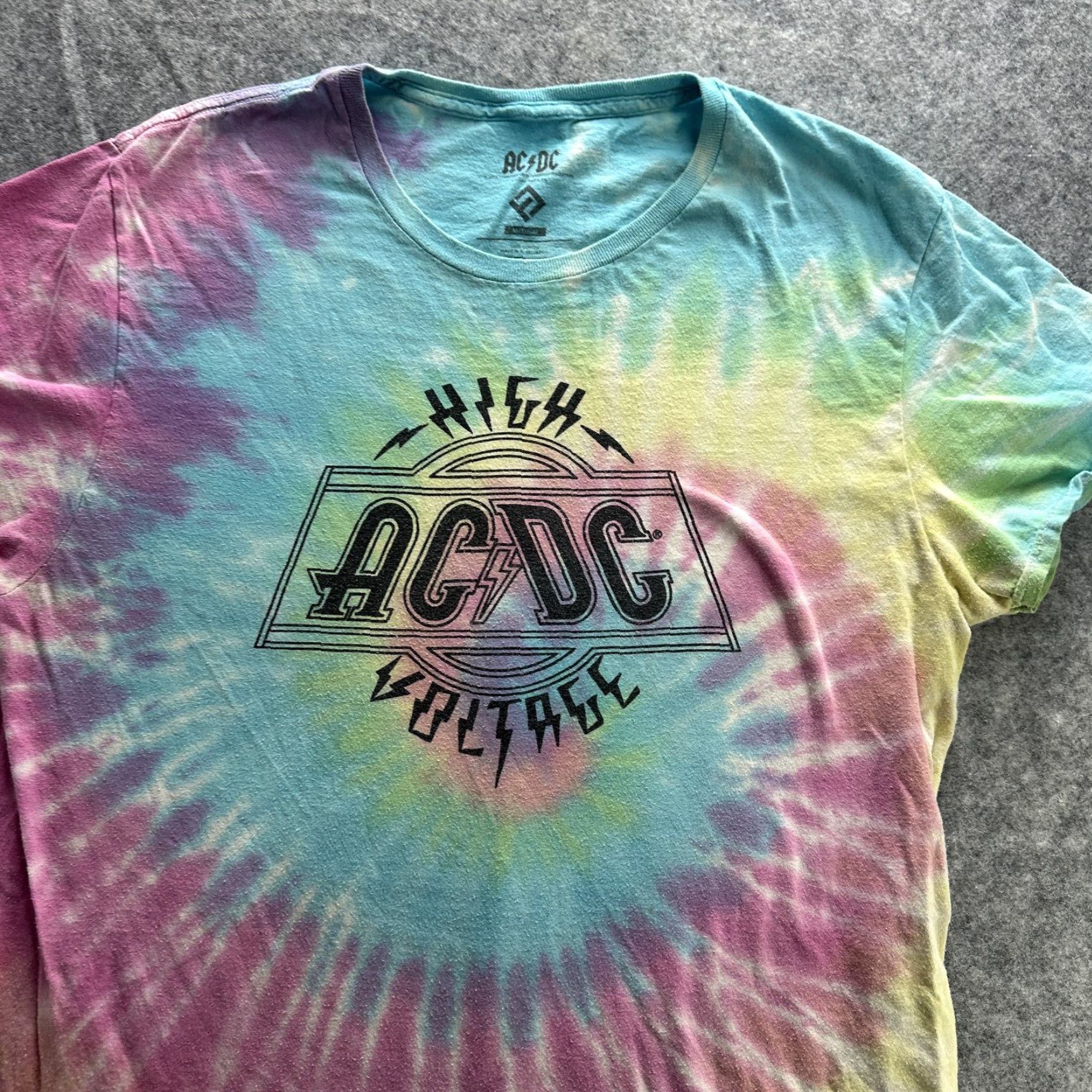 Vintage AC/DC High Voltage Shirt Mens M Tie Dye Rock Graphic 70s Style Band Tee Size US M / EU 48-50 / 2 - 3 Thumbnail