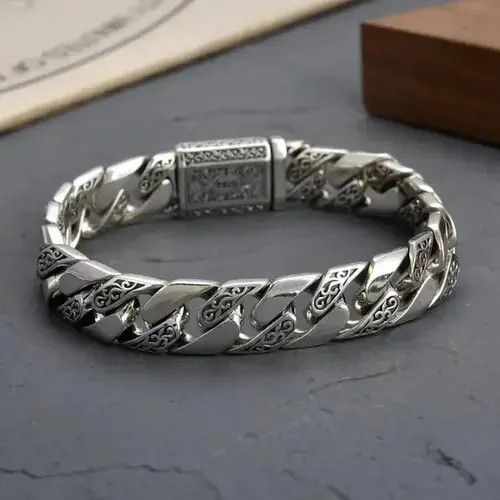 Vintage Eternal Vine Cuban Chain Domineering Thick Bracelet Size ONE SIZE - 3 Thumbnail