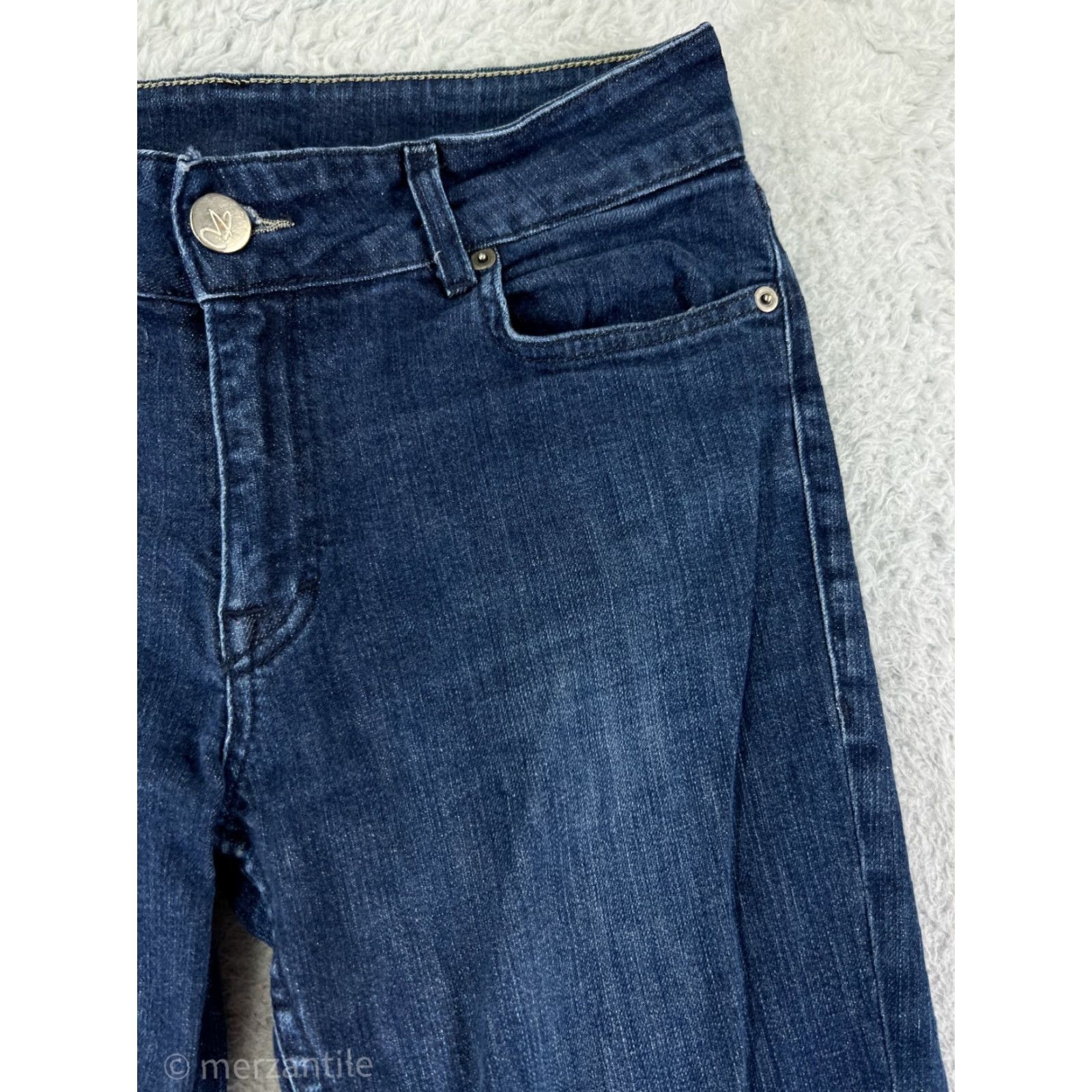 Vintage Tallwater Jeans Womens 8 Blue Denim Pitch Indigo Cotton Blend Flared USA Size 30" / US 8 / IT 44 - 7 Thumbnail