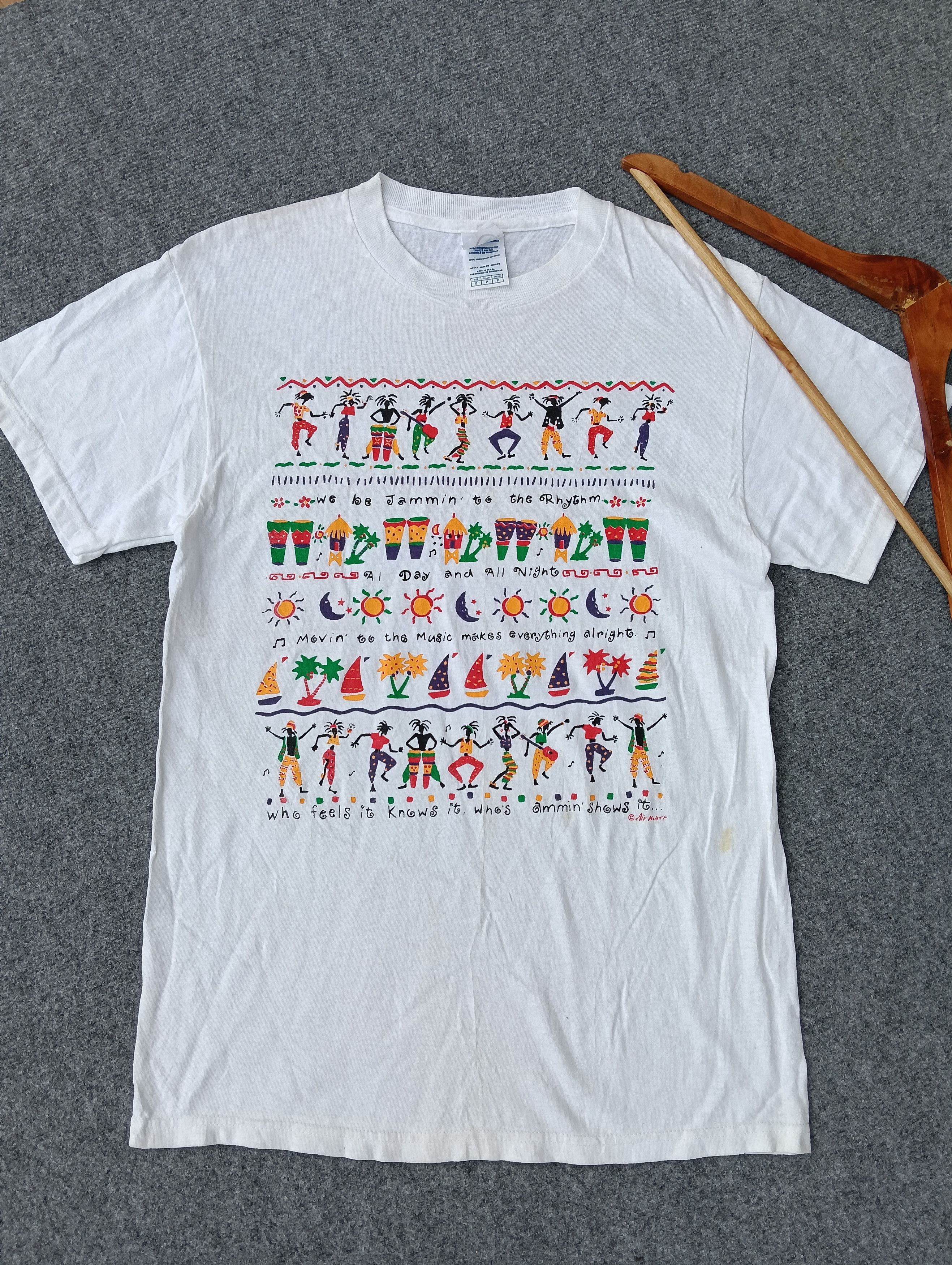 Vintage Rare 🔥 Vintage stick man Rasta white Tshirt. Size US S / EU 44-46 / 1 - 1 Thumbnail