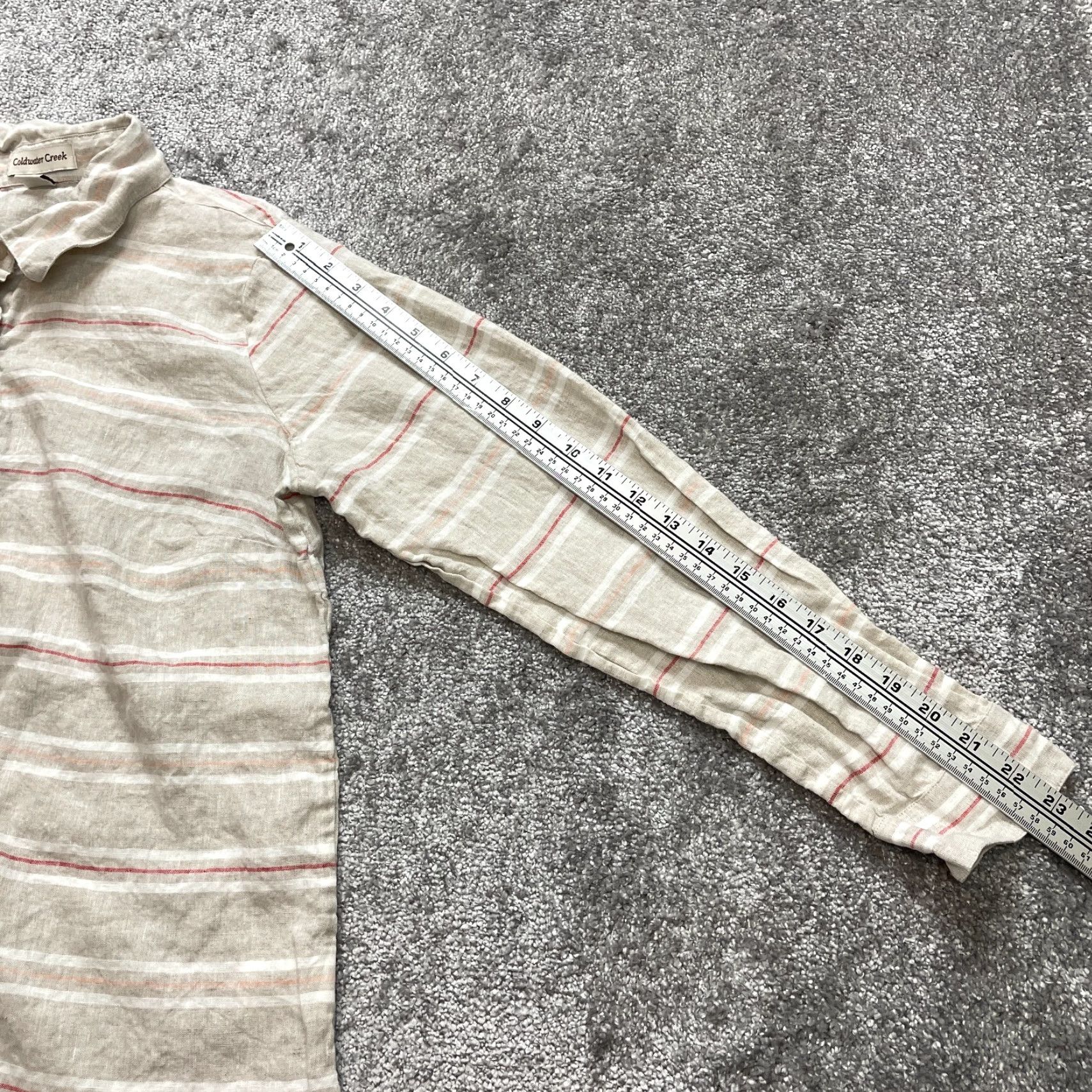 Coldwater Creek Coldwater Creek Button-Up Shirt Womens Small Brown Linen Striped Long Sleeve Collared Button Front - Mens? Size S / US 4 / IT 40 - 5 Thumbnail