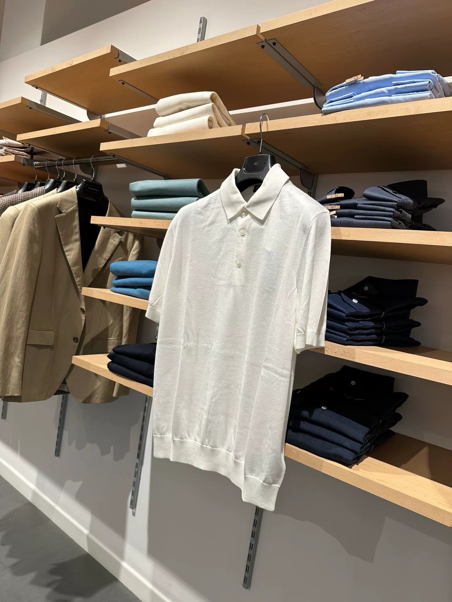 Ermenegildo Zegna Zegna White Knit Short Sleeve Polo Size US M / EU 48-50 / 2 - 3 Thumbnail