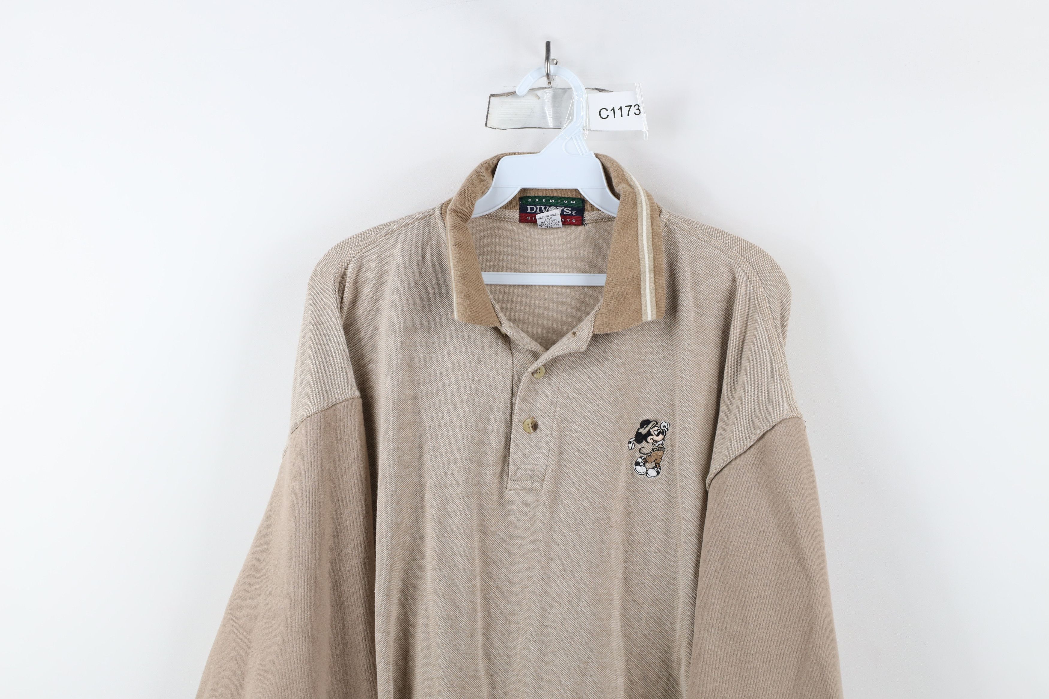 Vintage Vintage 90s Mickey Mouse Long Sleeve Golf Polo Shirt Beige Size US XXL / EU 58 / 5 - 2 Thumbnail