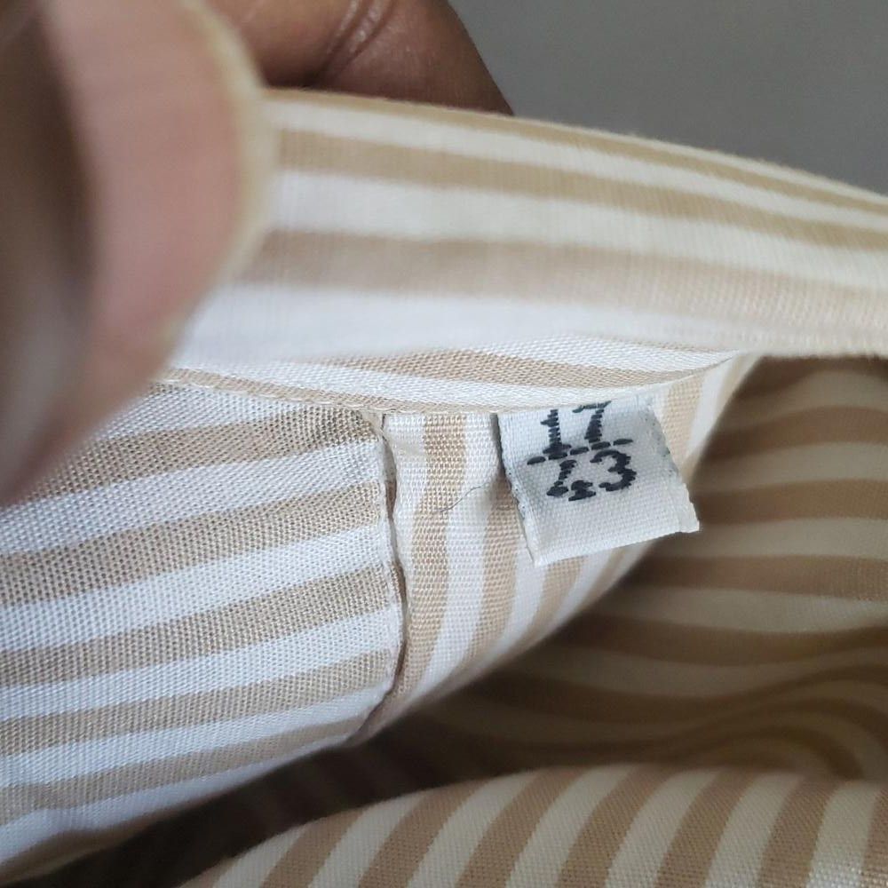 Designer CT1551 Ascot Men's Tan & white Striped Shirt 17/43 Size 38R - 5 Thumbnail