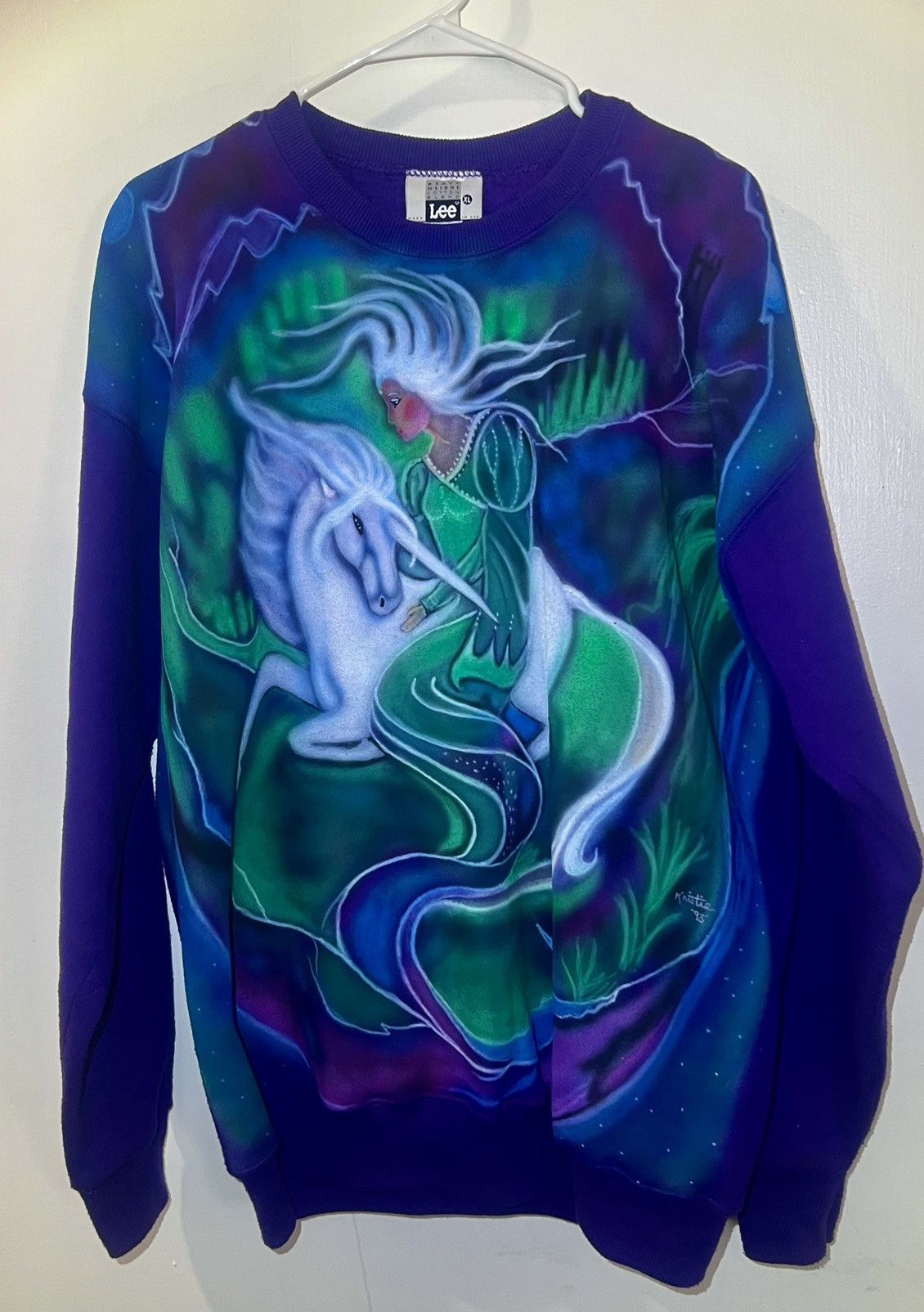 image of Lee Vintage Aop 1Of1 Sweater in Purple/White, Women's (Size XL)