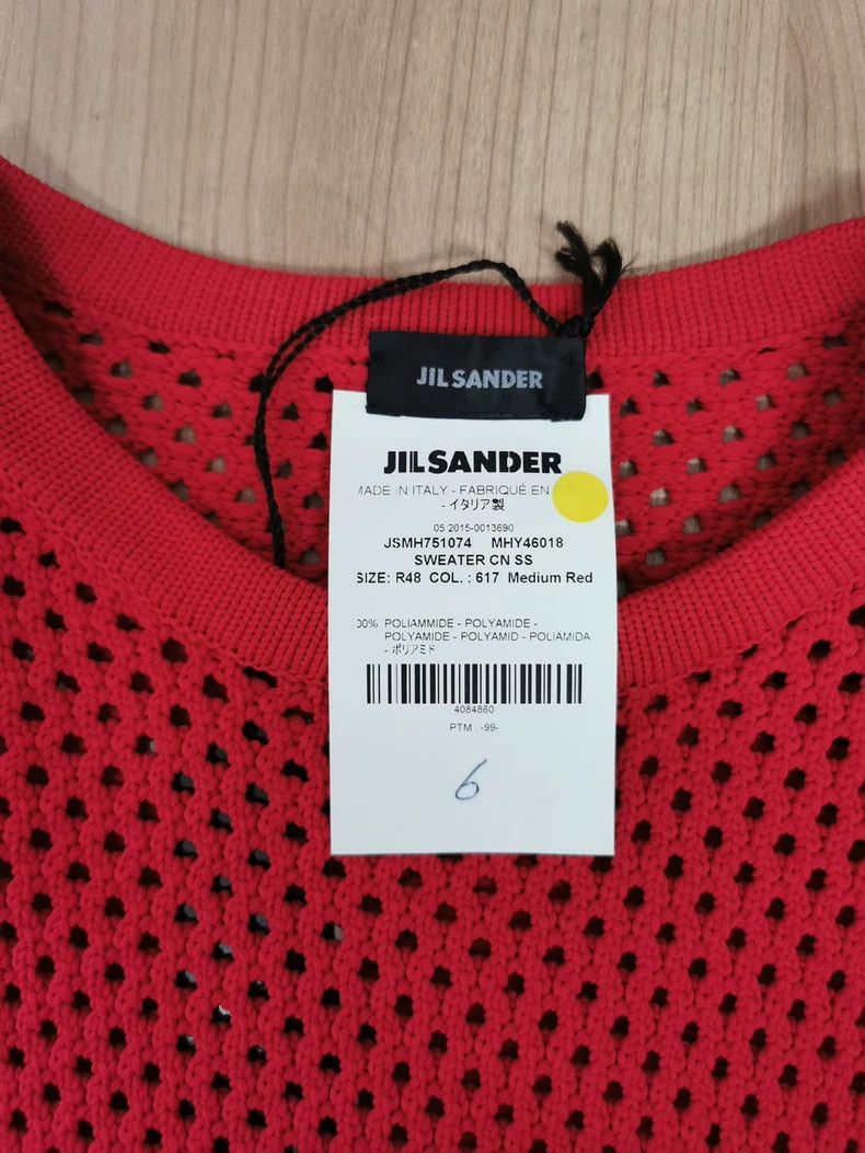 Jil Sander Jil Sander Red knitted mesh short sleeves Size L / US 10 / IT 46 - 3 Thumbnail