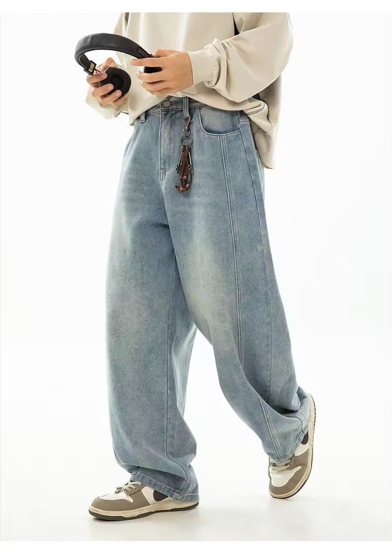 Jean × Vintage Retro Washed Split Pattern Jeans Size US 28 / EU 44 - 2 Thumbnail