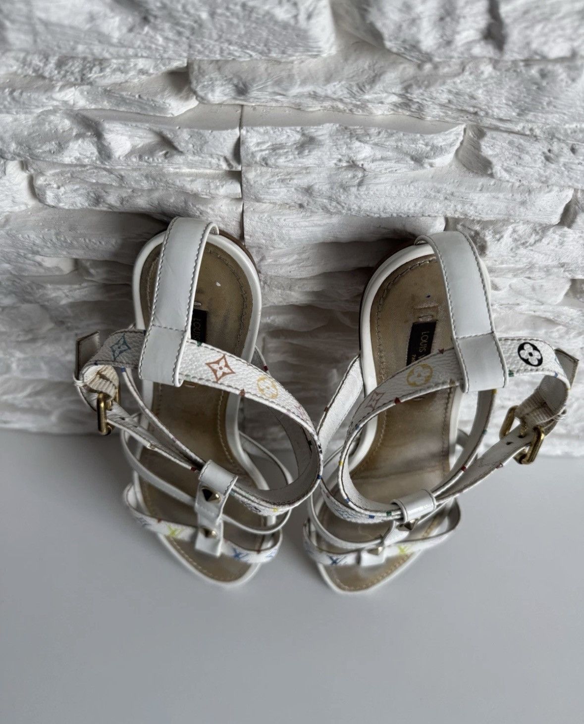 Louis Vuitton Louis Vuitton multicolor leather sandals white monogram Y2K Size US 8 / IT 38 - 5 Thumbnail