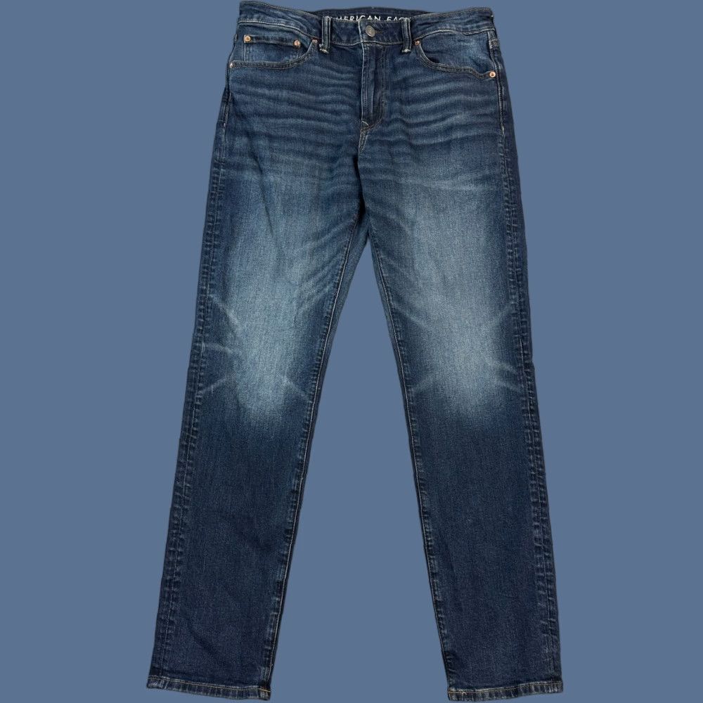 American Eagle Outfitters American Eagle Jeans Mens 34x34 Dark Wash Athletic Fit Stretch Casual Denim 5-Pocket 34x33 Blue Cotton Blend Size US 34 / EU 50 - 1 Thumbnail