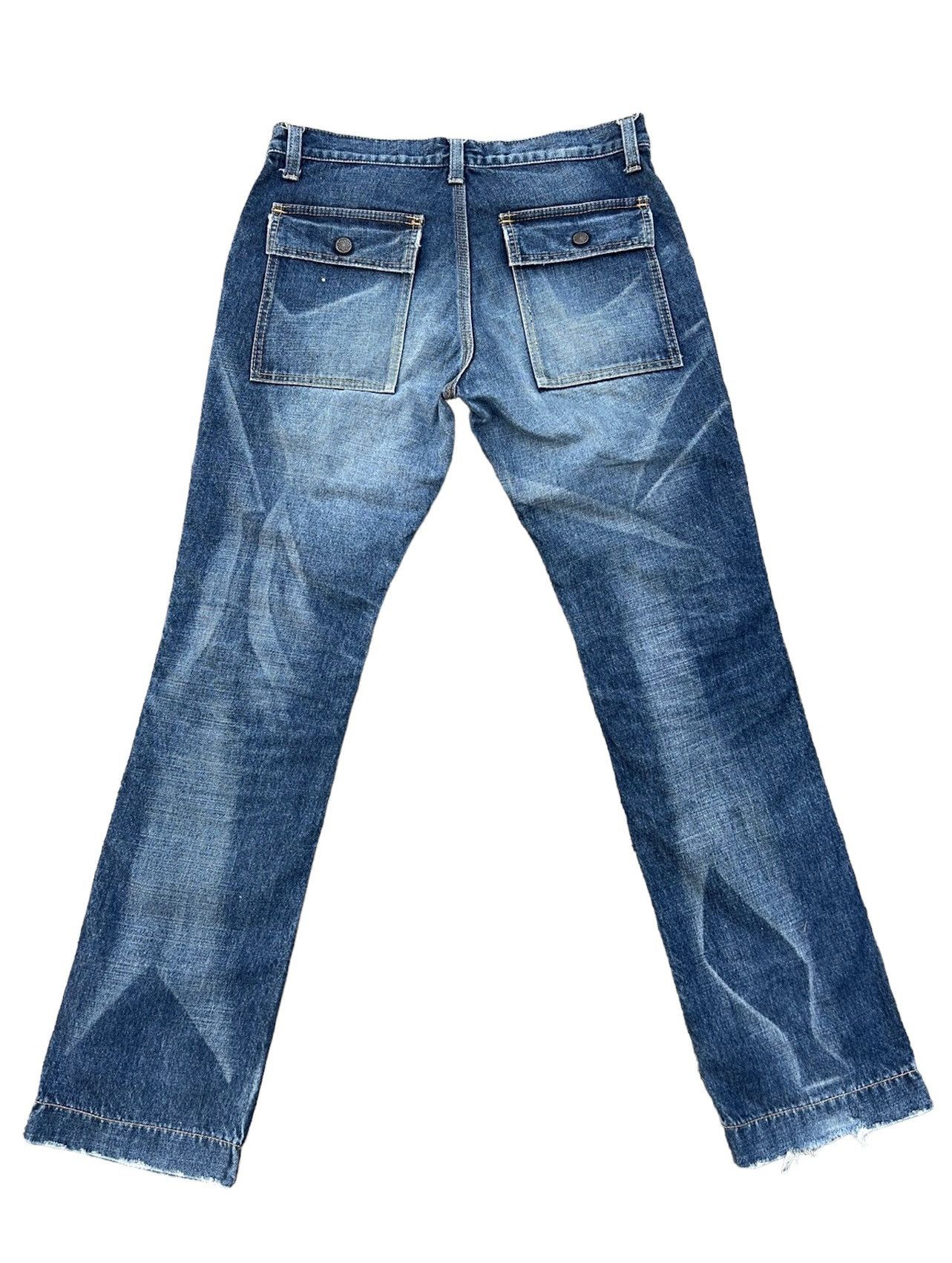 Shellac Vintage Acoustic Japan Fade Blue Denim Flare Jeans Bush Pant Size US 32 / EU 48 - 2 Thumbnail