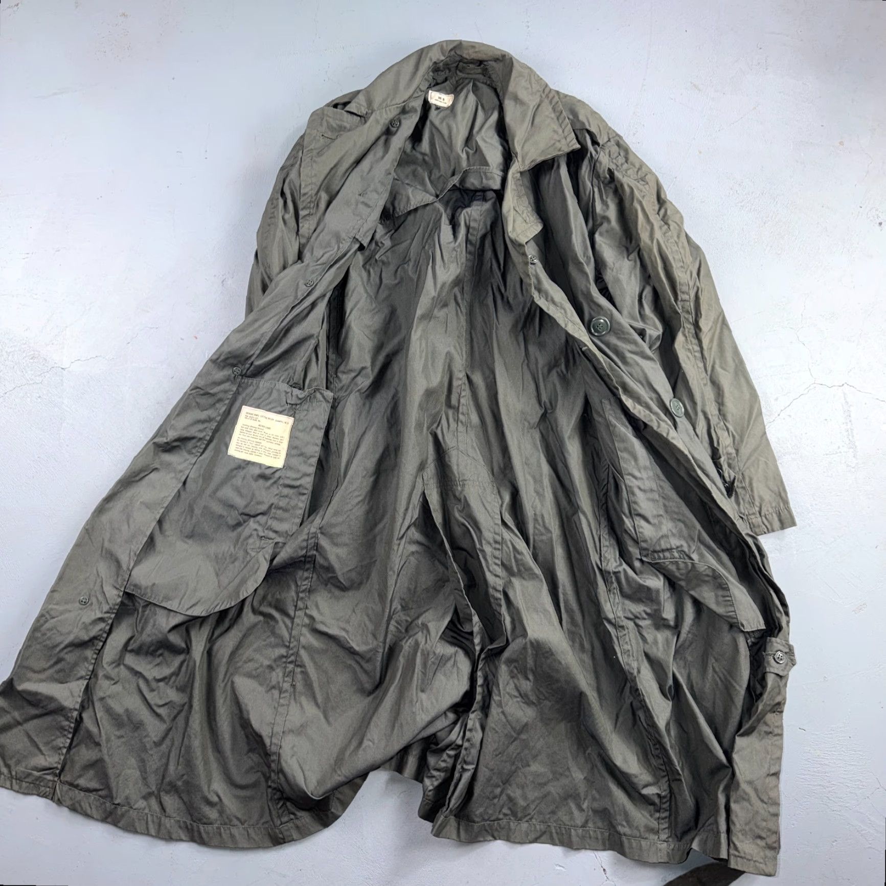 Vintage VTG 60s OD Green Army Military Rain Overcoat Mens S Jacket Trench Coat DSA 1967 Size US XXS / EU 40 - 2 Thumbnail