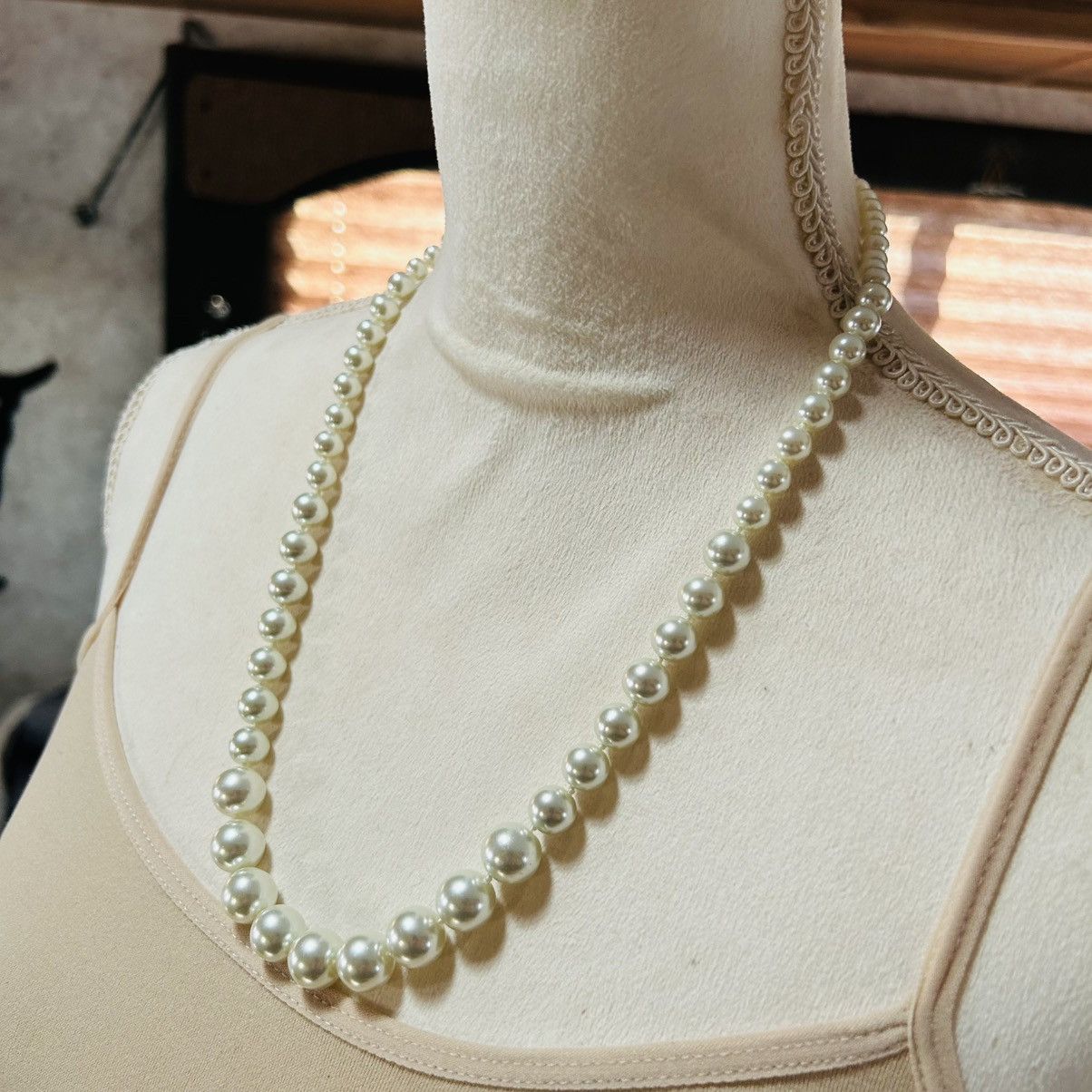 Vintage Vintage classic white glass hand knotted pearl 925 necklace Size ONE SIZE - 3 Thumbnail