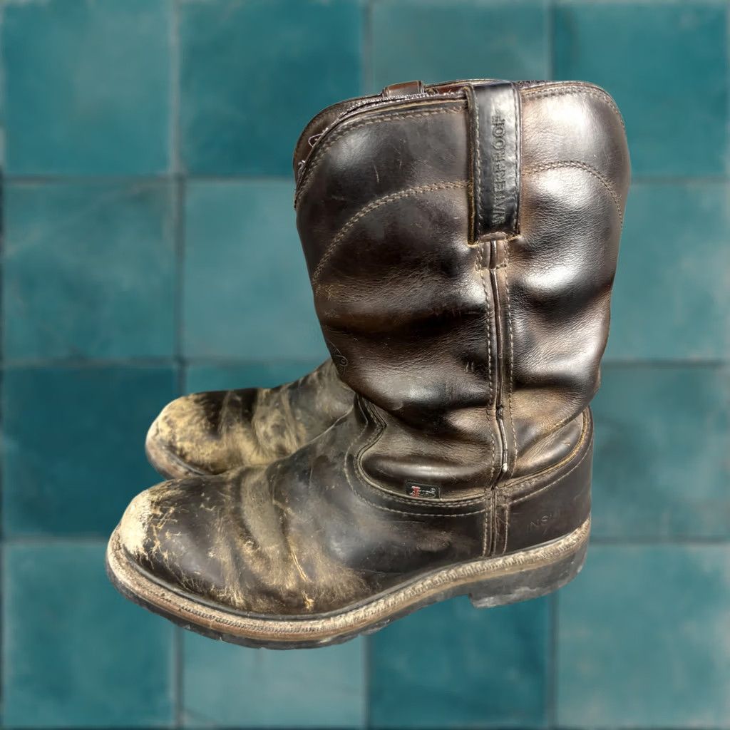 Vintage Justin WK4980 Waterproof Insulated Pull On Western Work Boots Mens 9.5 D Brown Leather Rubber Outsole Size US 10 / EU 43 - 1 Thumbnail