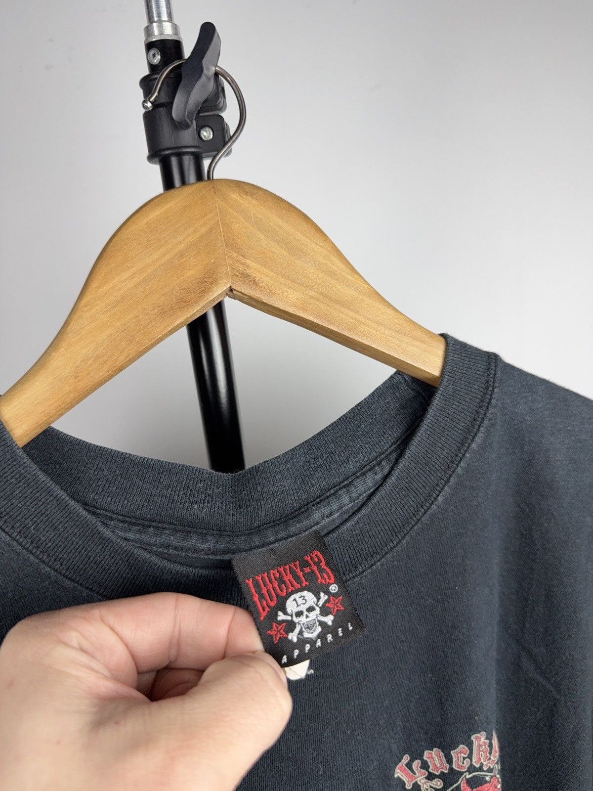 90s Retro Lucky 13 Devil Graphic T-Shirt Hot Rod Biker USA