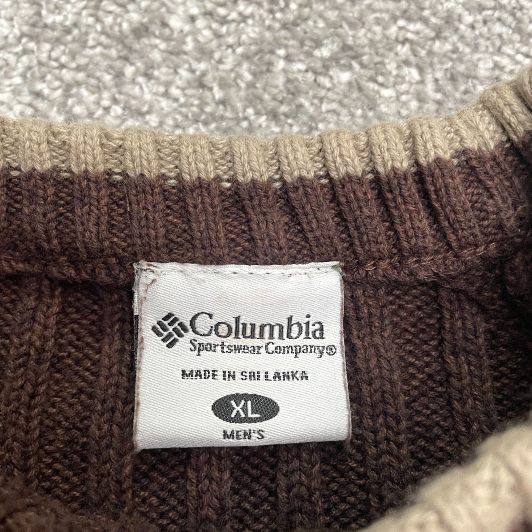 Vintage Columbia Pullover Sweater Mens XL Brown Crew Neck Ribbed Knit 100% Cotton Casual Check Knit Style Tight-Knit Regular Fit Mens Size US XL / EU 56 / 4 - 5 Thumbnail
