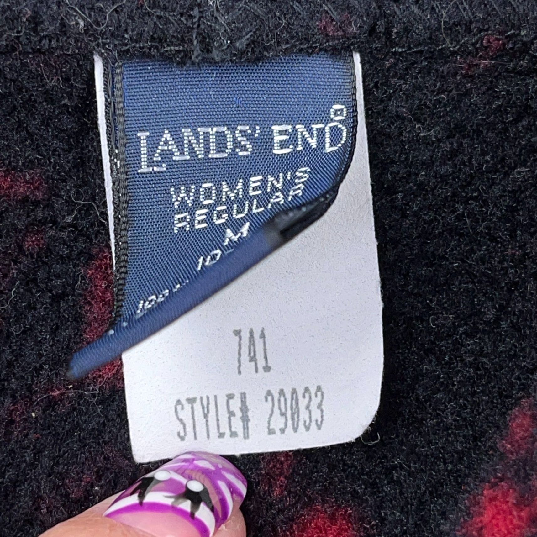 Lands' End VINTAGE Lands' End Jacket Women Medium Black Red Fleece Pullover Nordic USA 90s Size M / US 6-8 / IT 42-44 - 5 Thumbnail