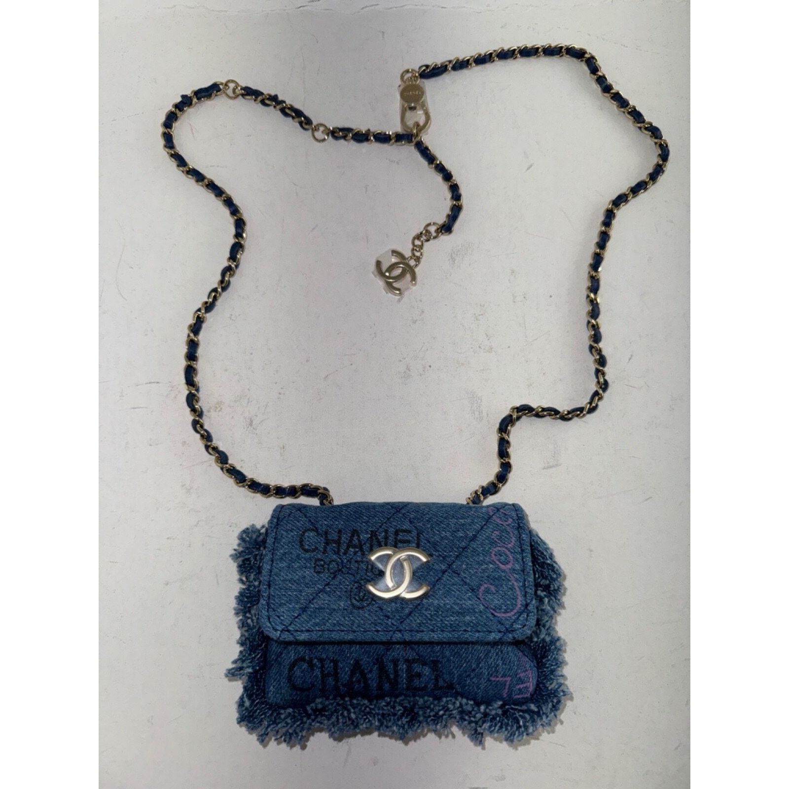 Chanel Chanel Black Pink CC Logo Frayed Credit Card Belt Bag Size ONE SIZE - 6 Thumbnail