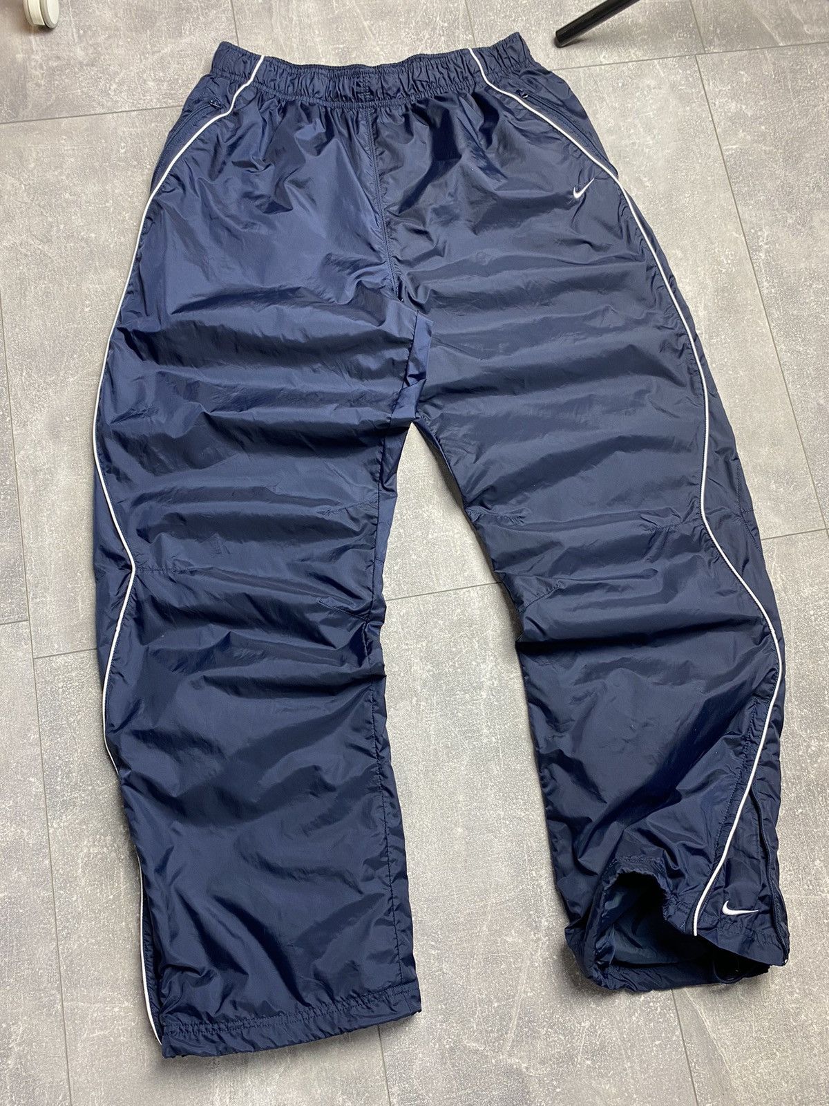 image of Y2K Nike Nylon Drill Track Pants in Blue, Men's (Size 36)